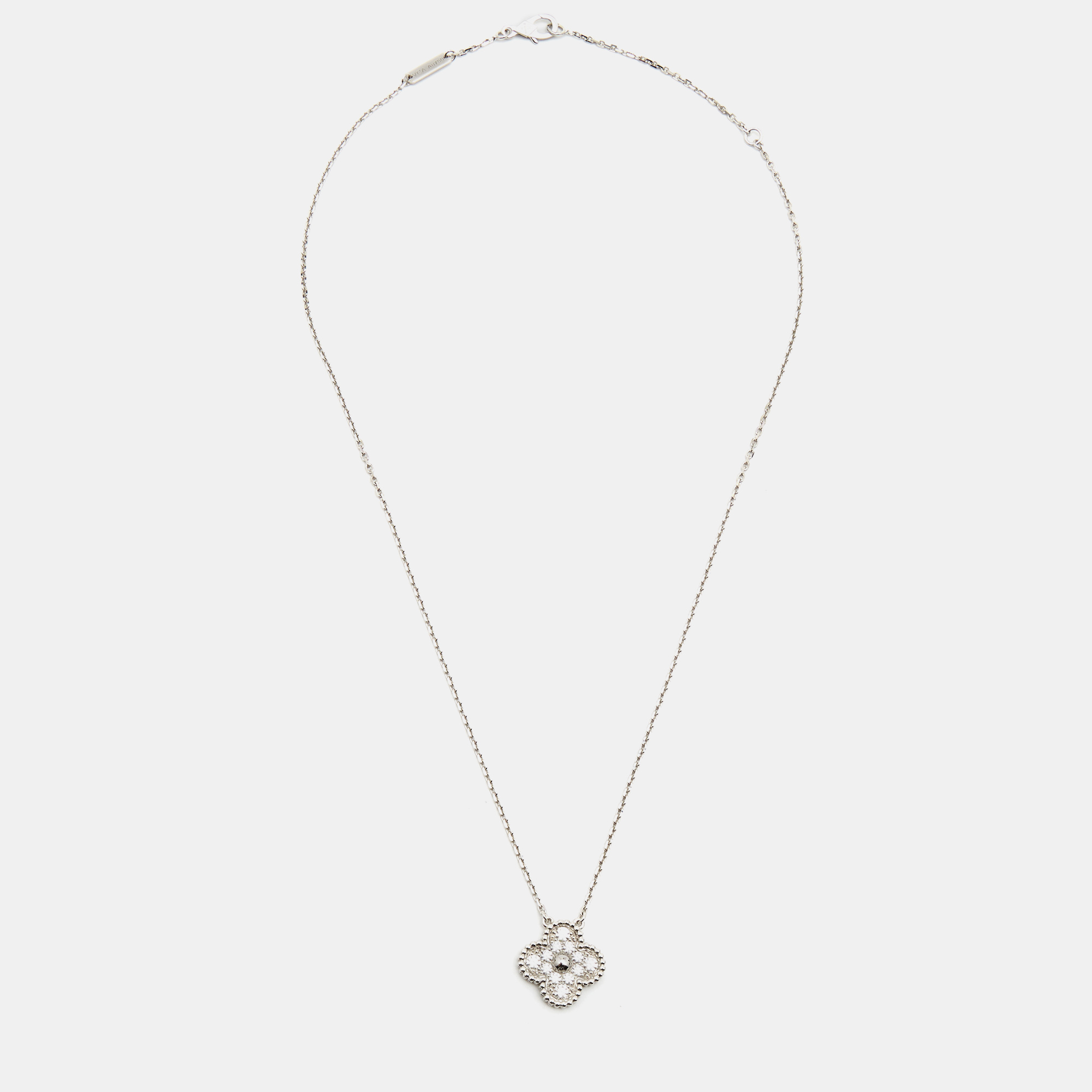 

Van Cleef & Arpels Sweet Alhambra Diamond 18K White Gold Pendant Necklace