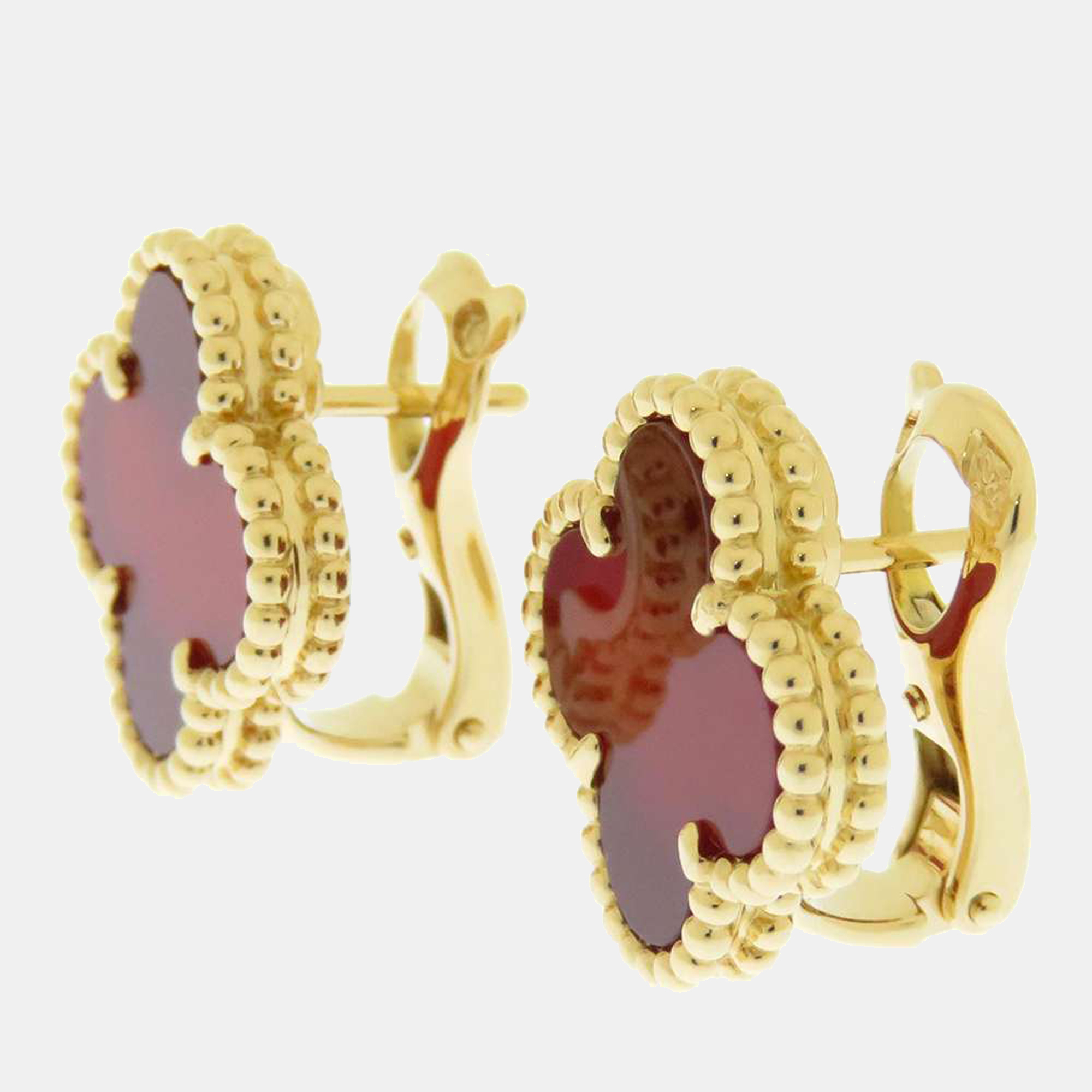 

Van Cleef & Arpels Vintage Alhambra 18K Yellow Gold Carnelian Earrings