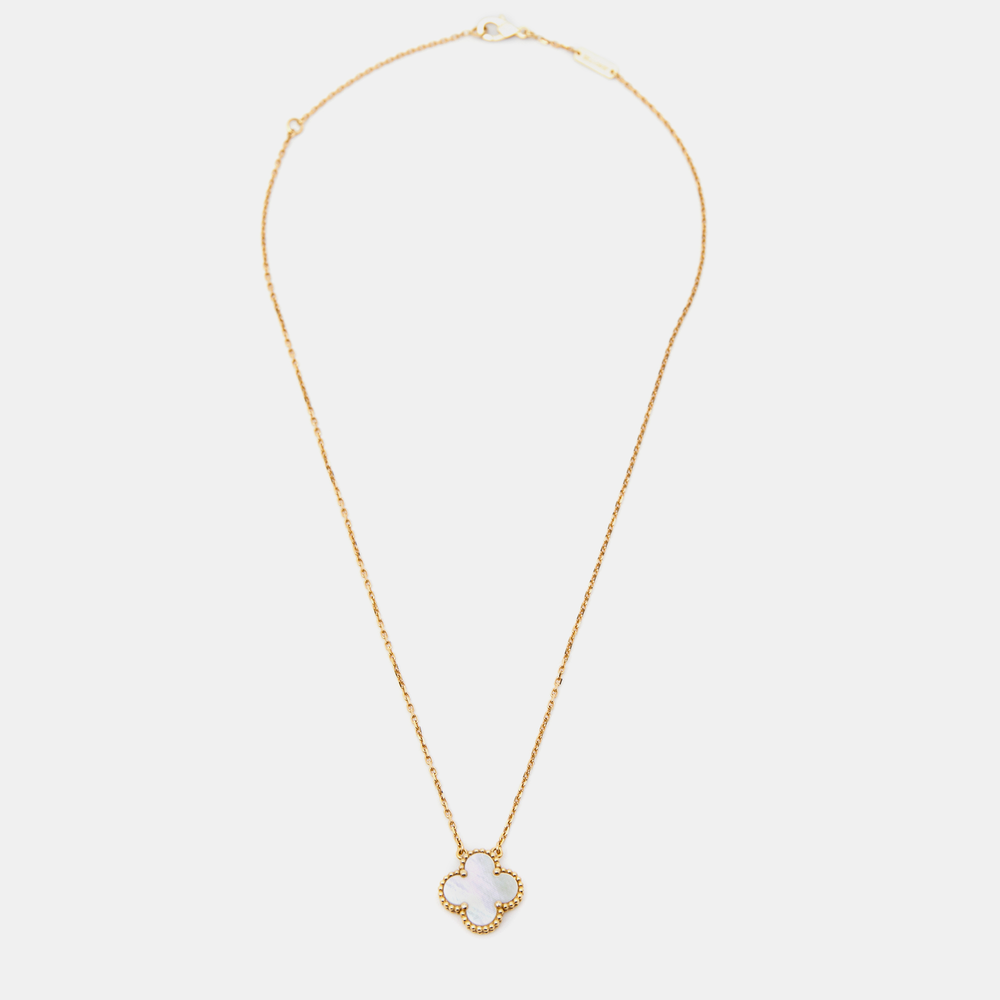 

Van Cleef & Arpels Vintage Alhambra Mother of Pearl 18k Yellow Gold Necklace