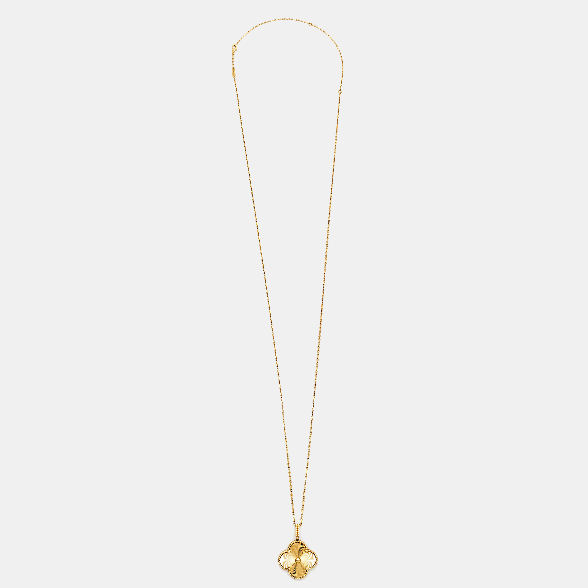 

Van Cleef & Arpels Magic Alhambra Guilloché 18k Yellow Gold Pendant Necklace