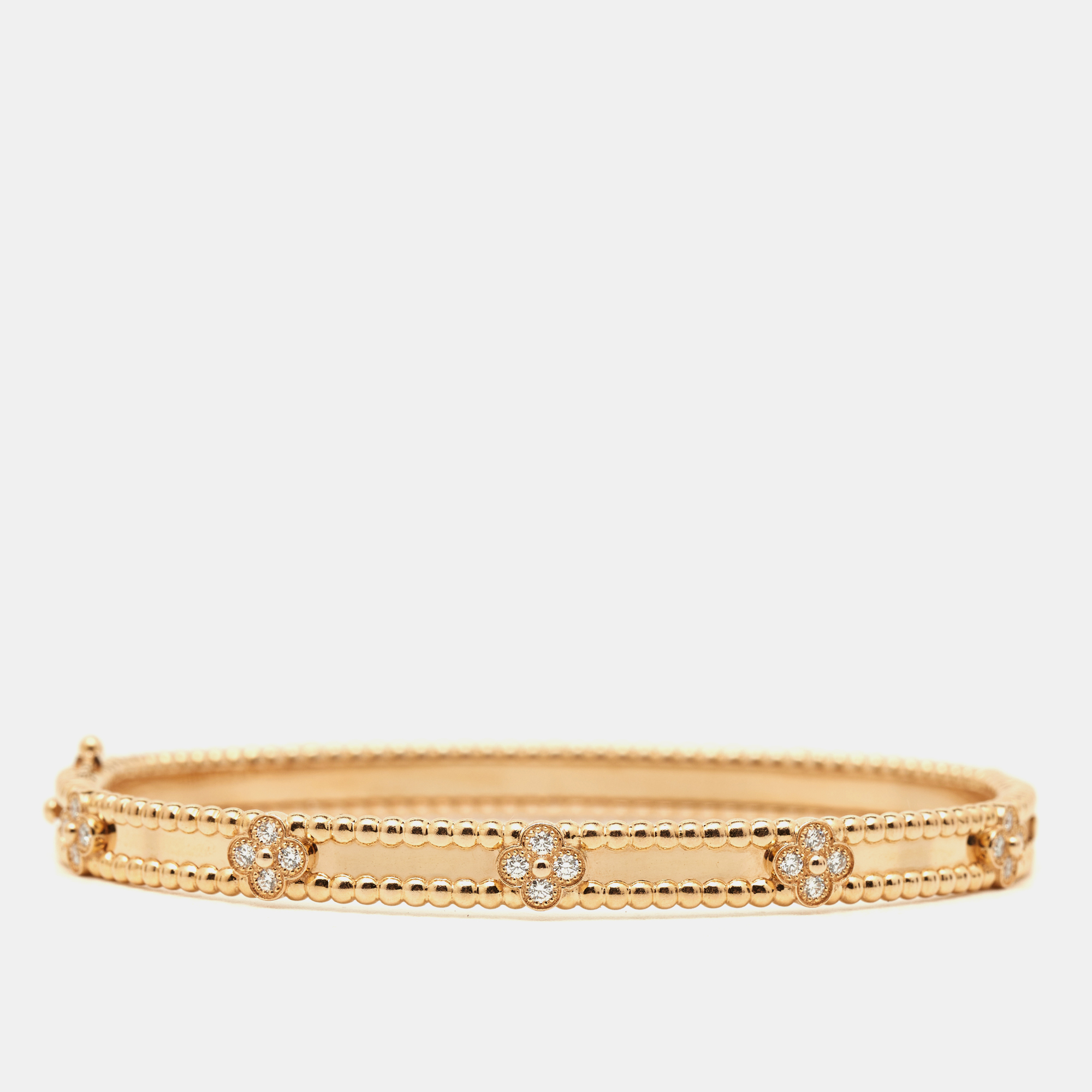 Van Cleef & Arpels Bracelet, Rose Gold & Diamond Clovers - Perlee