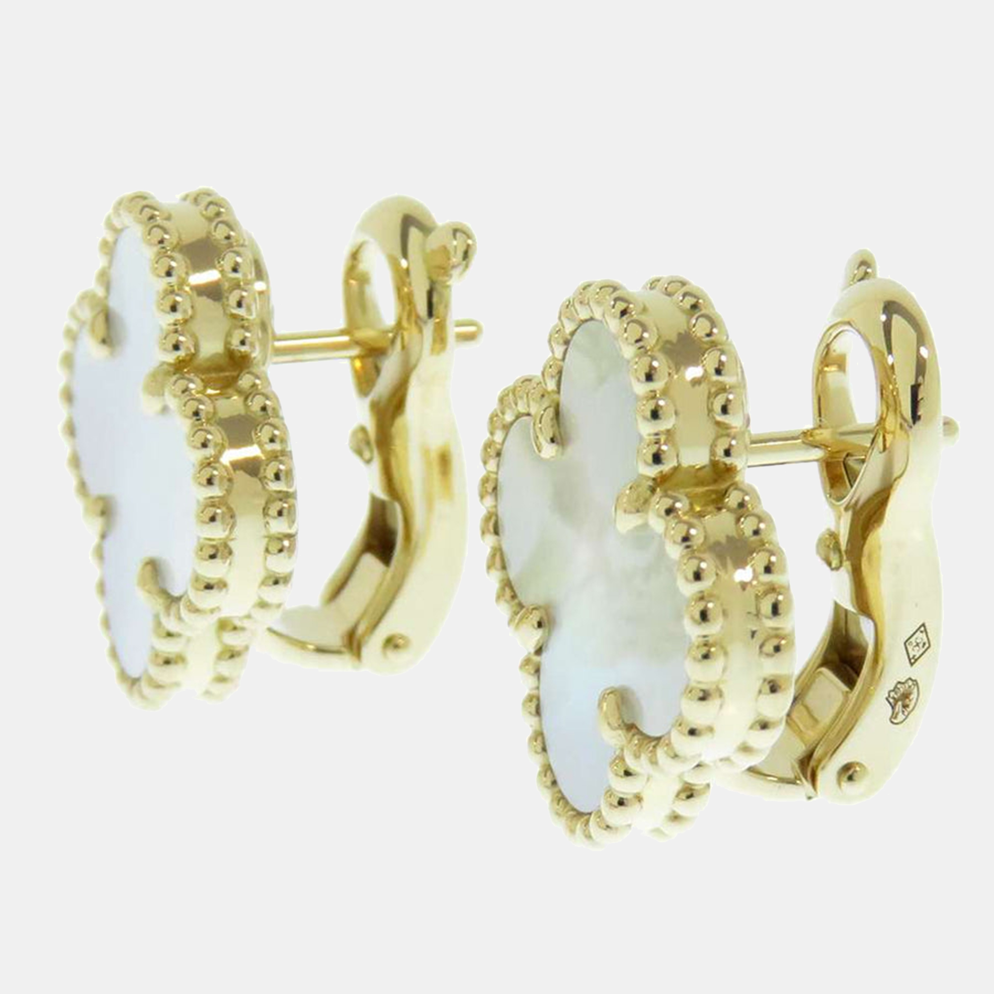 

Van Cleef & Arpels Vintage Alhambra 18K Yellow Gold Mother of Pearl Earrings