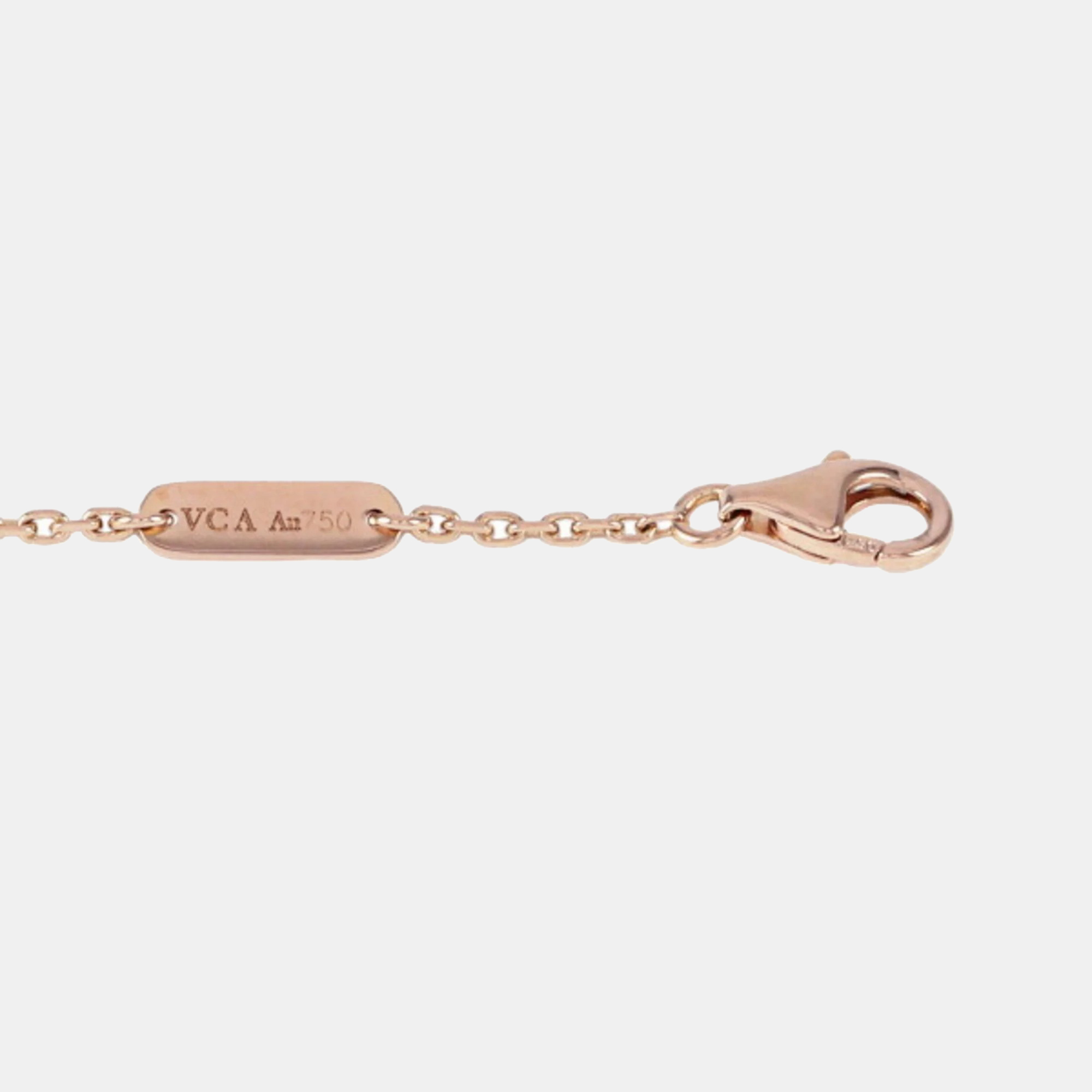 

Van Cleef & Arpels Vintage Alhambra Limited Edition 18K Rose Gold Diamond Carnelian Necklace
