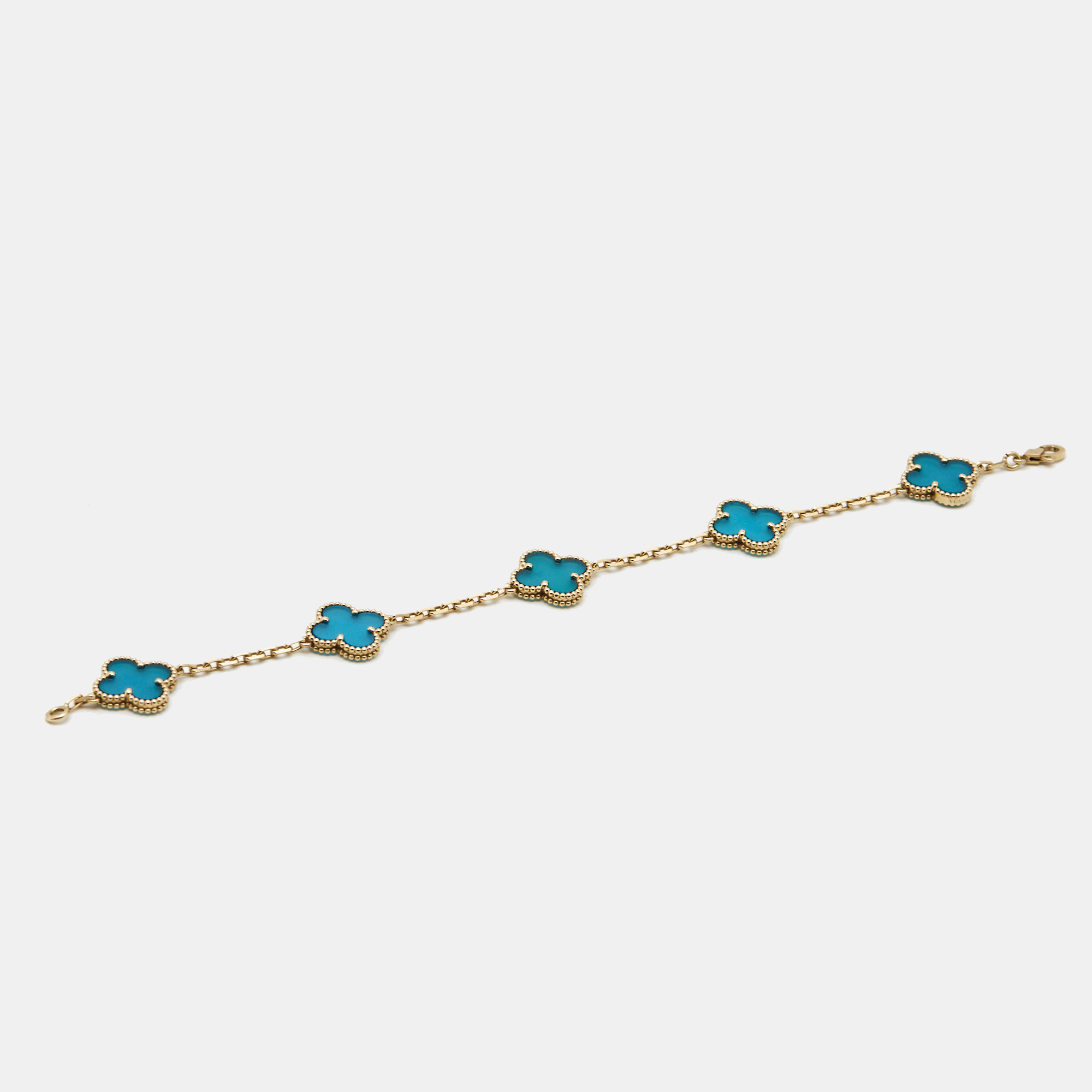 

Van Cleef & Arpels Vintage Alhambra Agate 18k Yellow Gold Bracelet