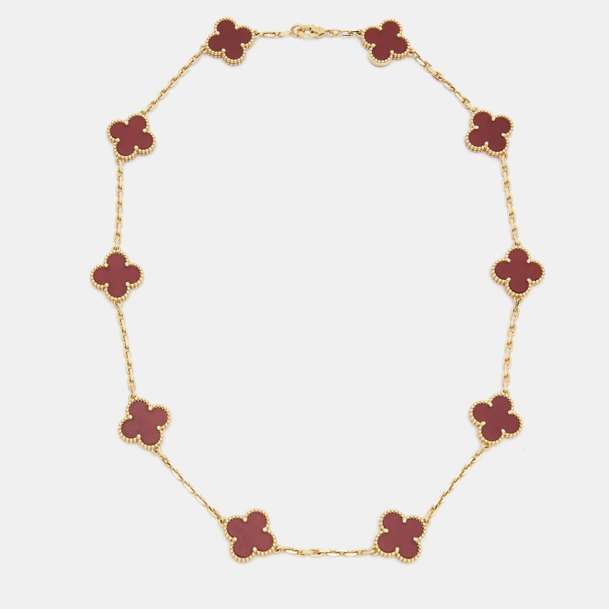 Van Cleef & Arpels 18k Yellow Gold and Carnelian Vintage Alhambra