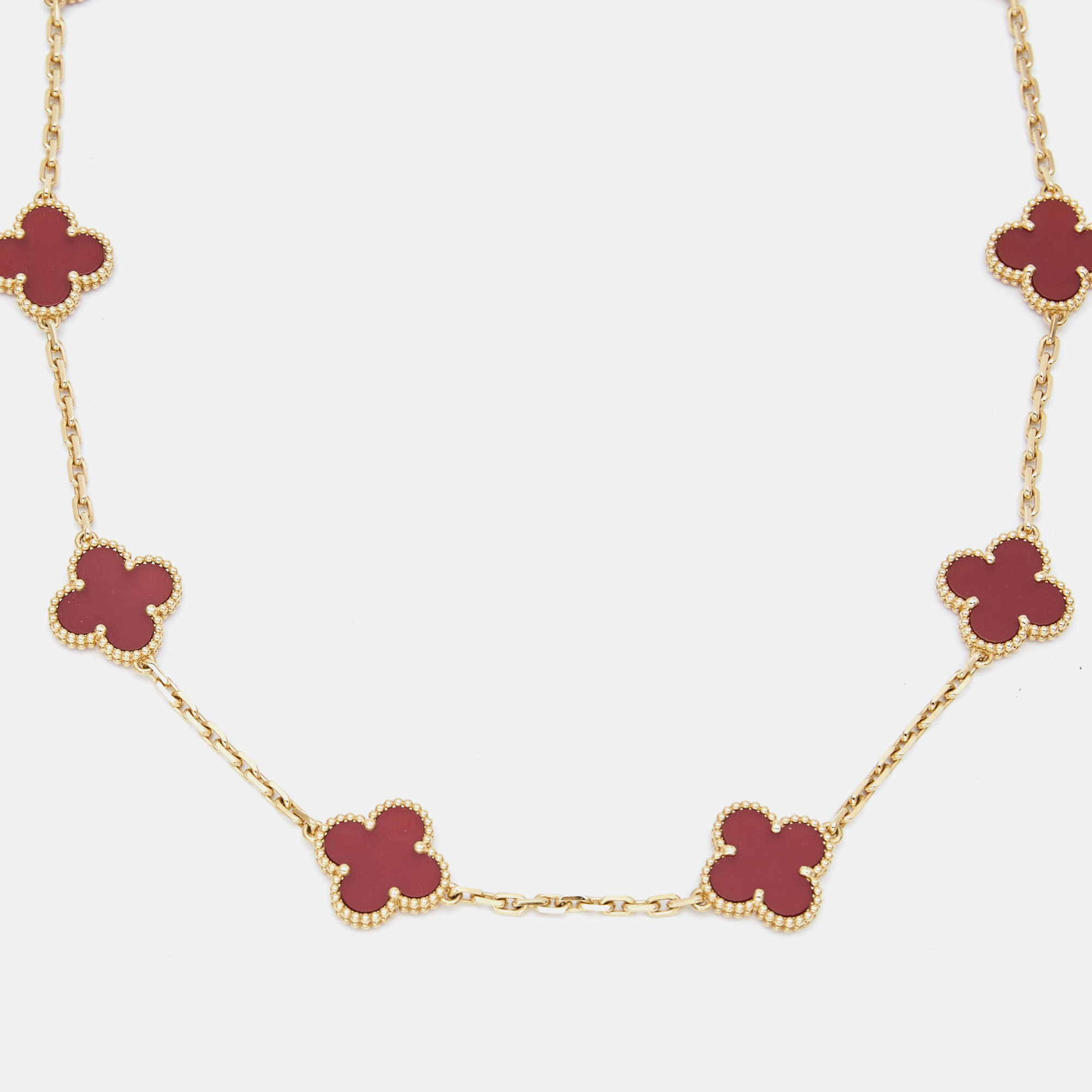

Van Cleef & Arpels Vintage Alhambra Carnelian 18k Yellow Gold Necklace