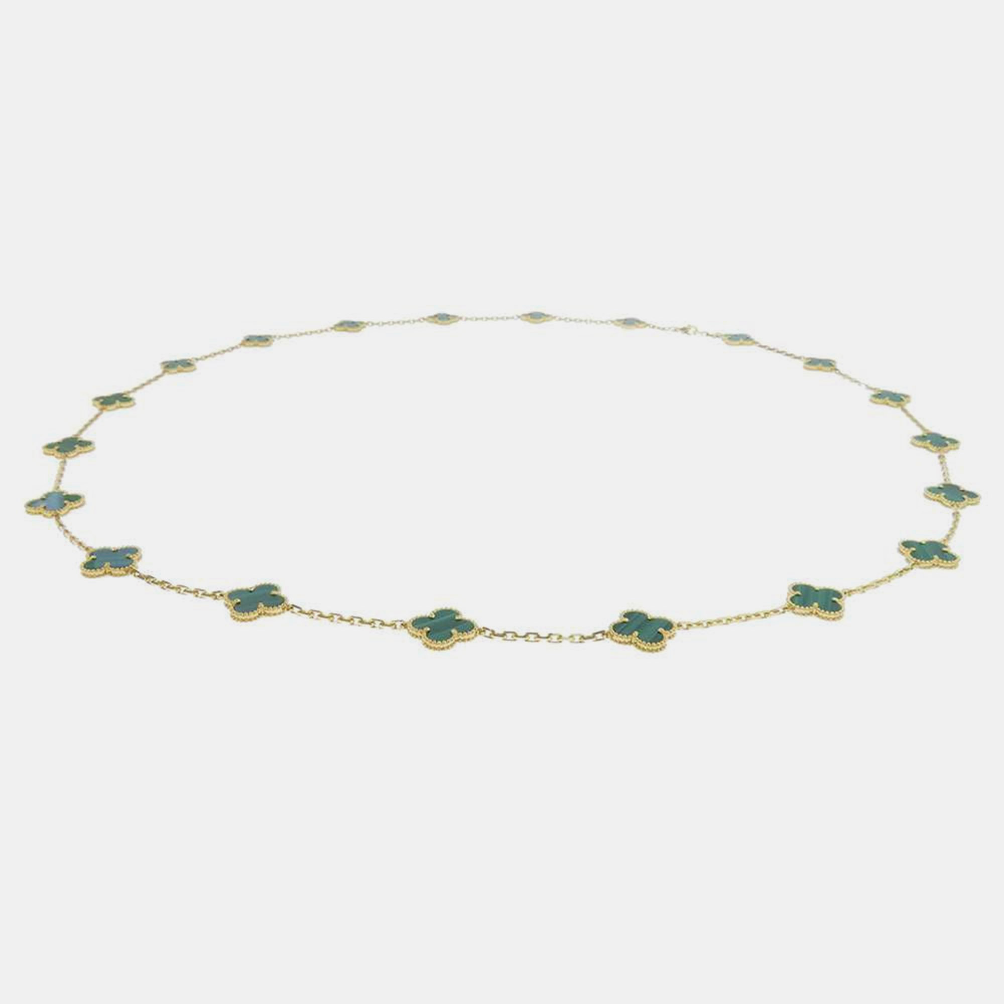 

Van Cleef & Arpels Vintage Alhambra Long 18K Yellow Gold Malachite Necklace