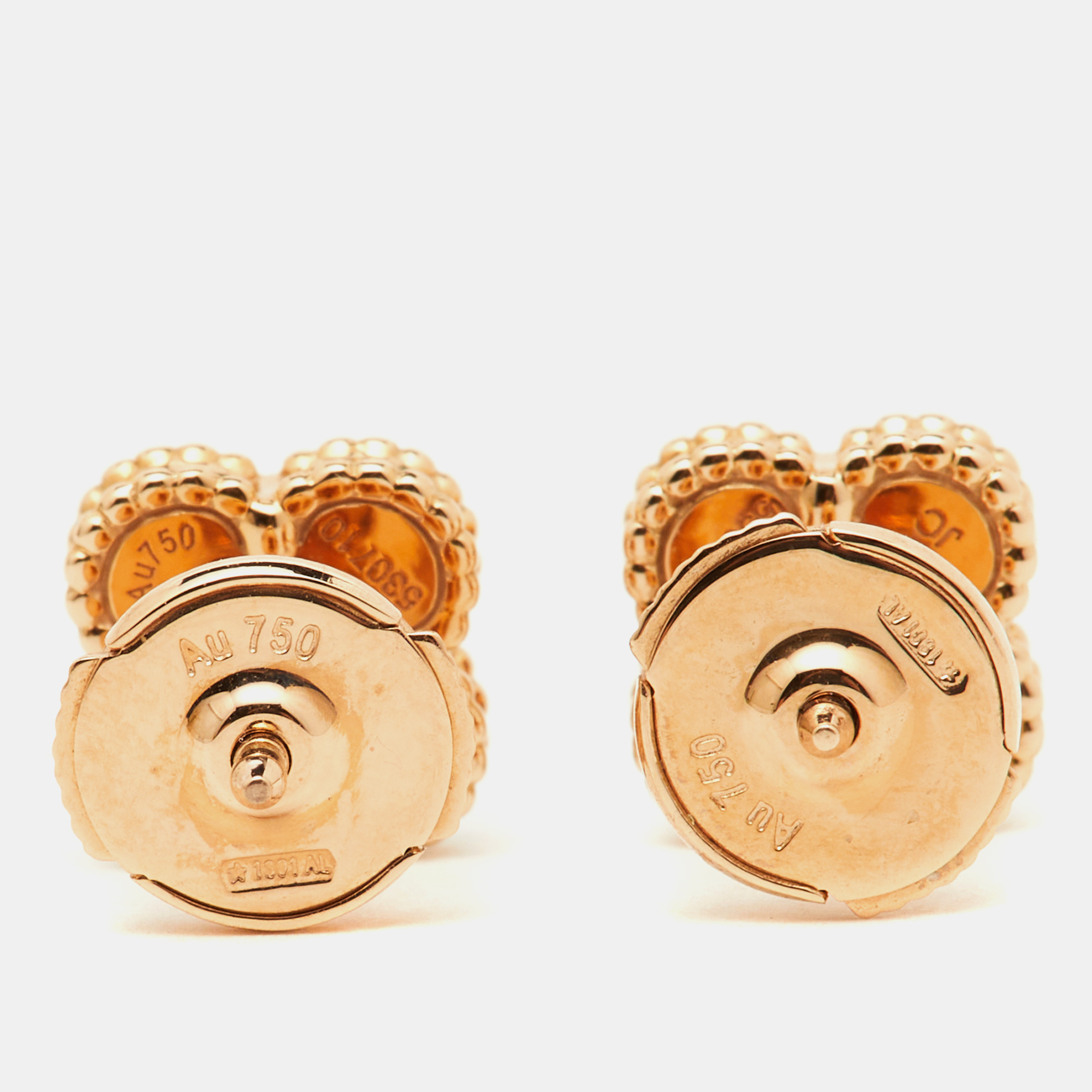 

Van Cleef & Arpels Sweet Alhambra Carnelian 18K Rose Gold Stud Earrings