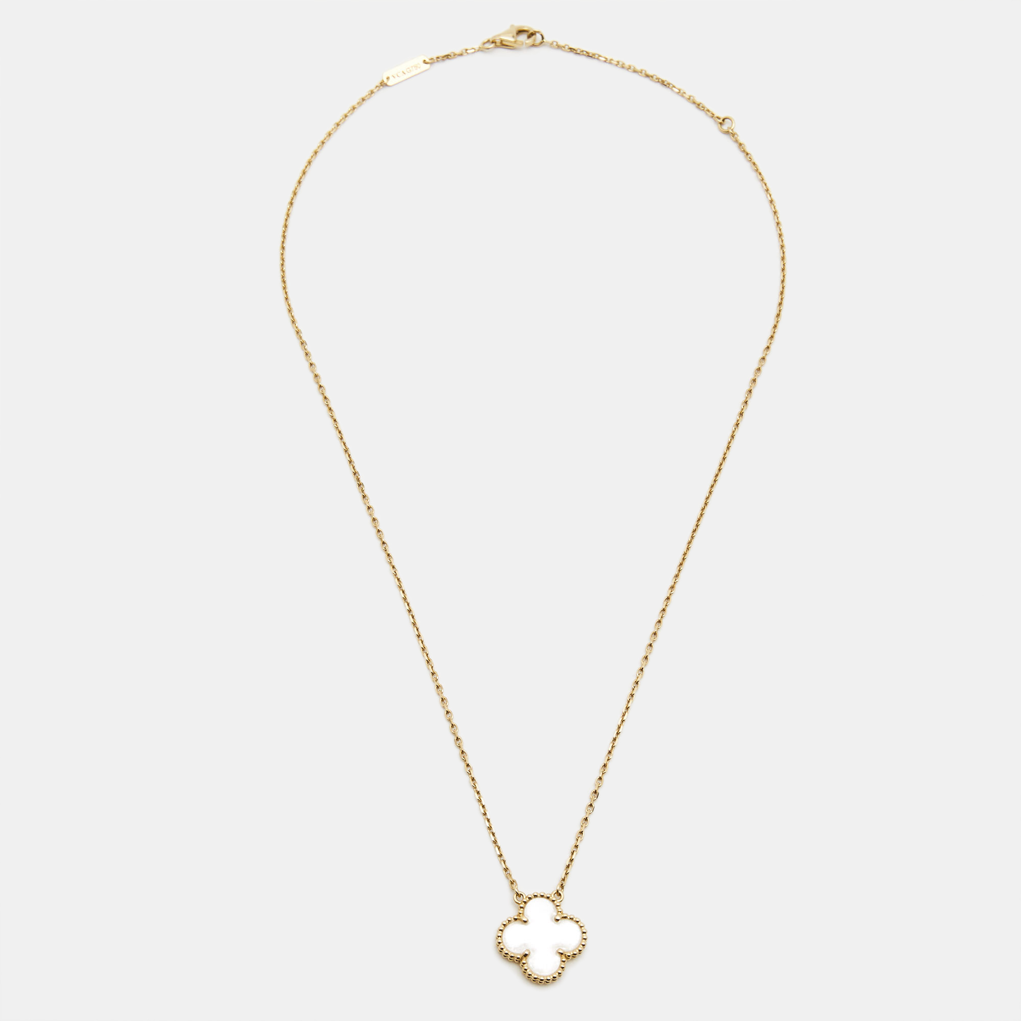 

Van Cleef & Arpels Vintage Alhambra Mother of Pearl 18k Yellow Gold Necklace