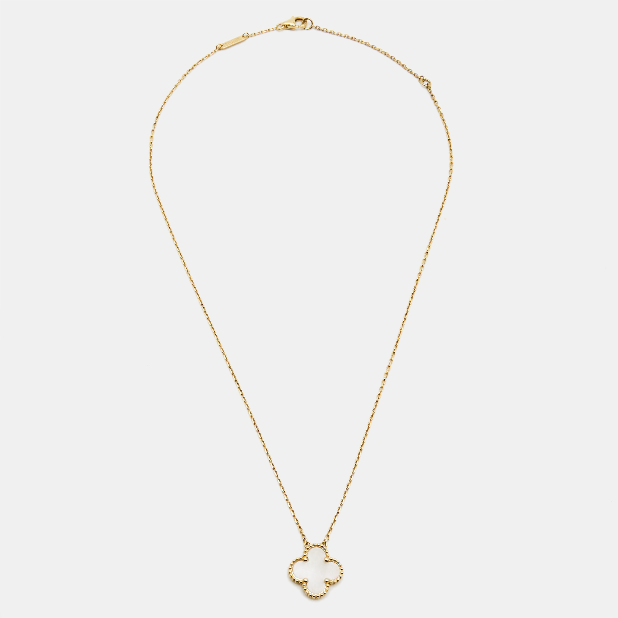 

Van Cleef & Arpels Vintage Alhambra Mother of Pearl 18k Yellow Gold Necklace