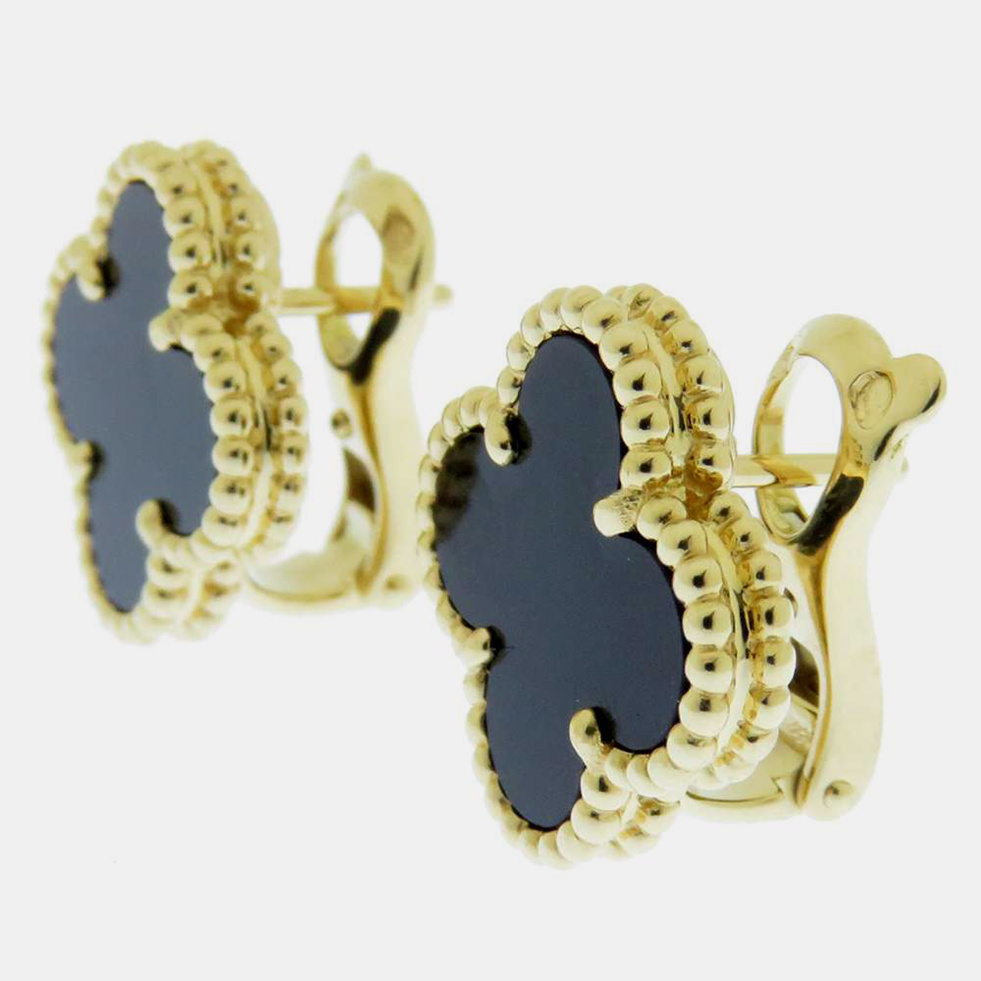 

Van Cleef & Arpels Vintage Alhambra 18K Yellow Gold Onyx Earrings