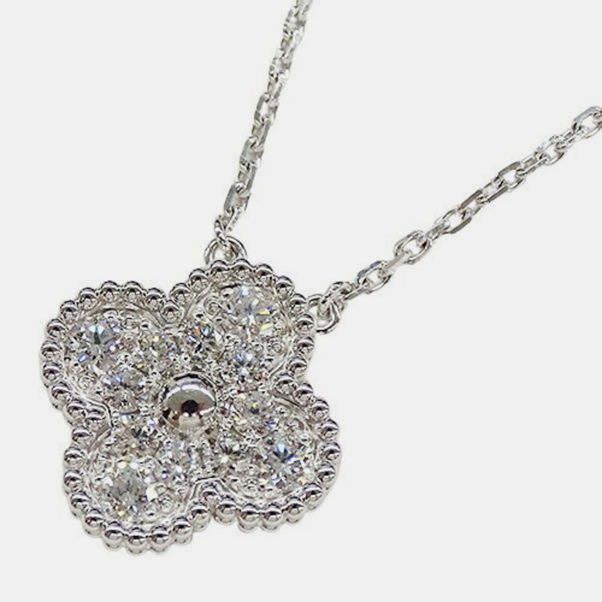 

Van Cleef & Arpels Vintage Alhambra 18K White Gold Diamond Necklace