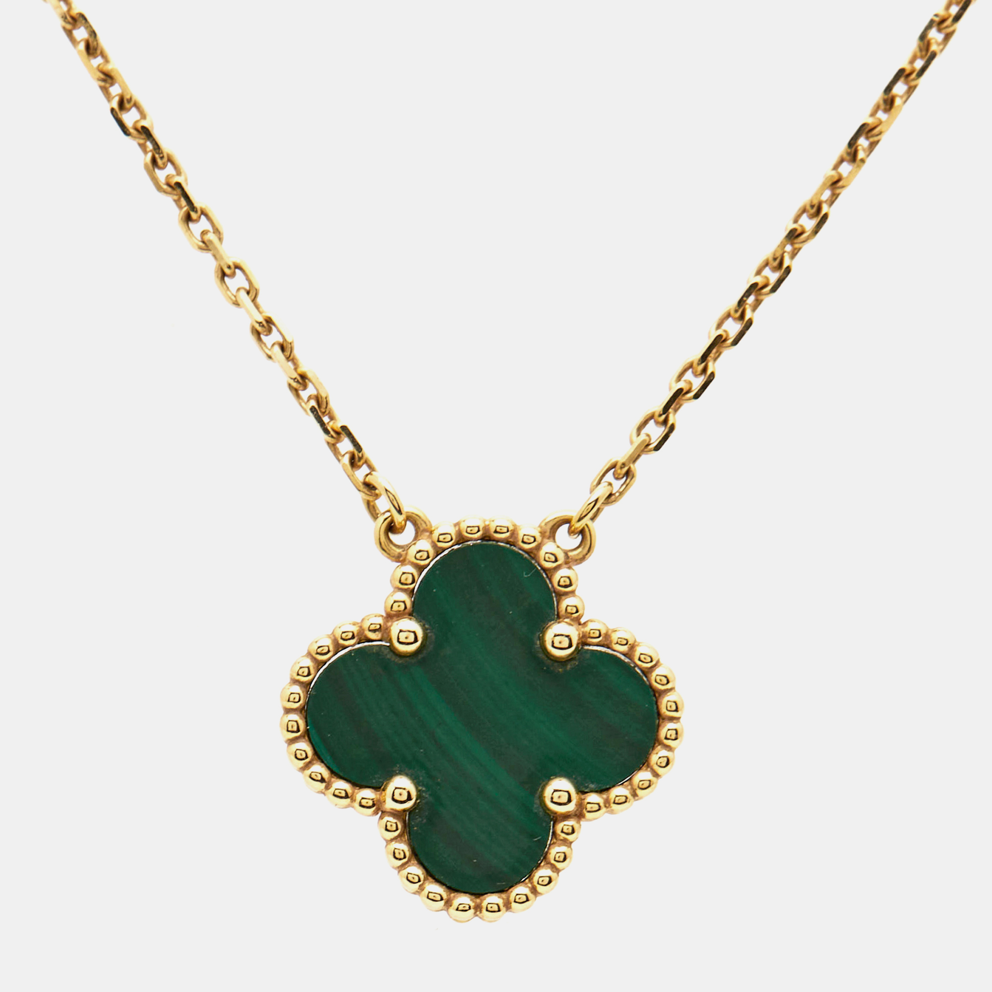 

Van Cleef & Arpels Vintage Alhambra Malachite 18k Yellow Gold Necklace