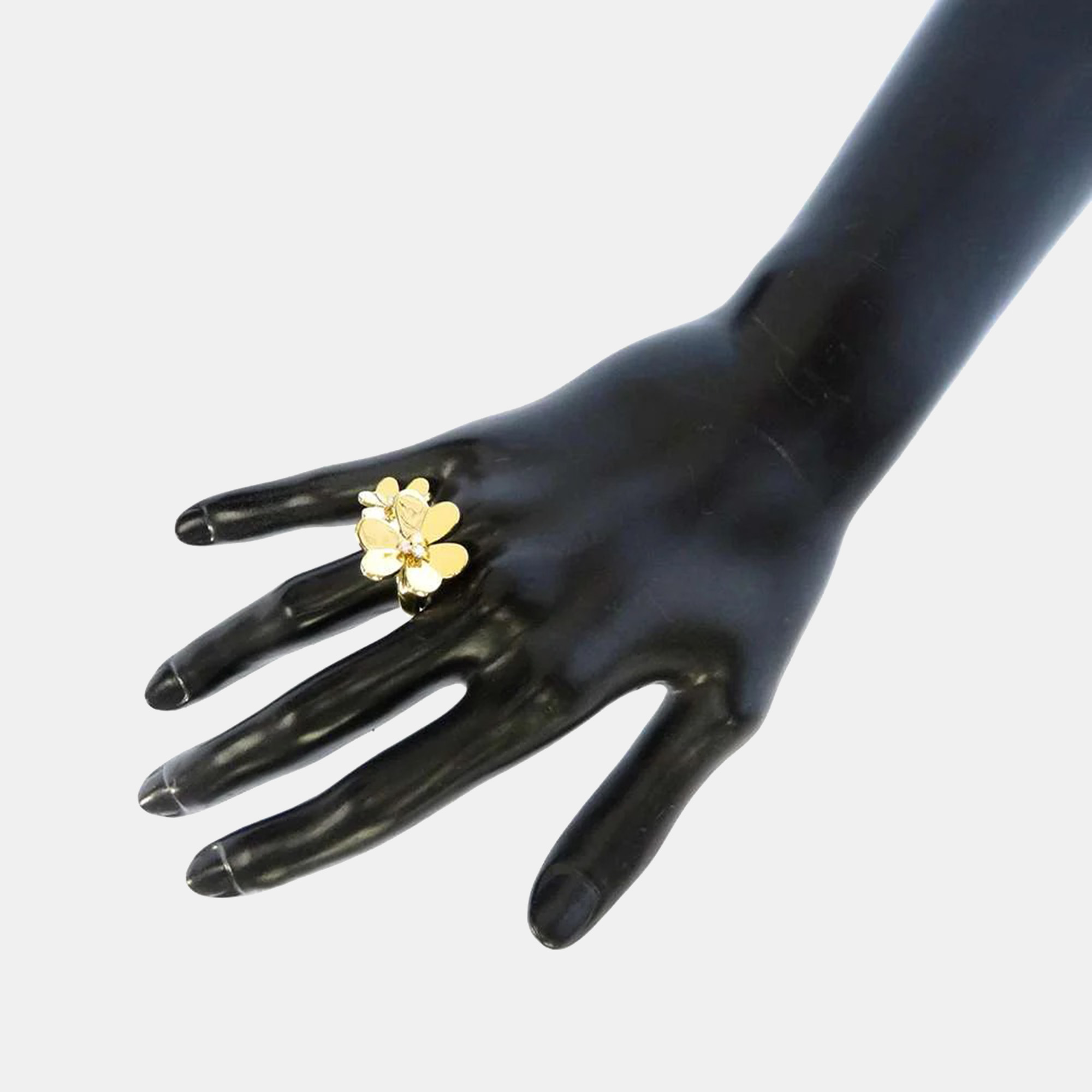 

Van Cleef & Arpels 18K Yellow Gold Diamond Frivole Between the Finger Ring Size 56