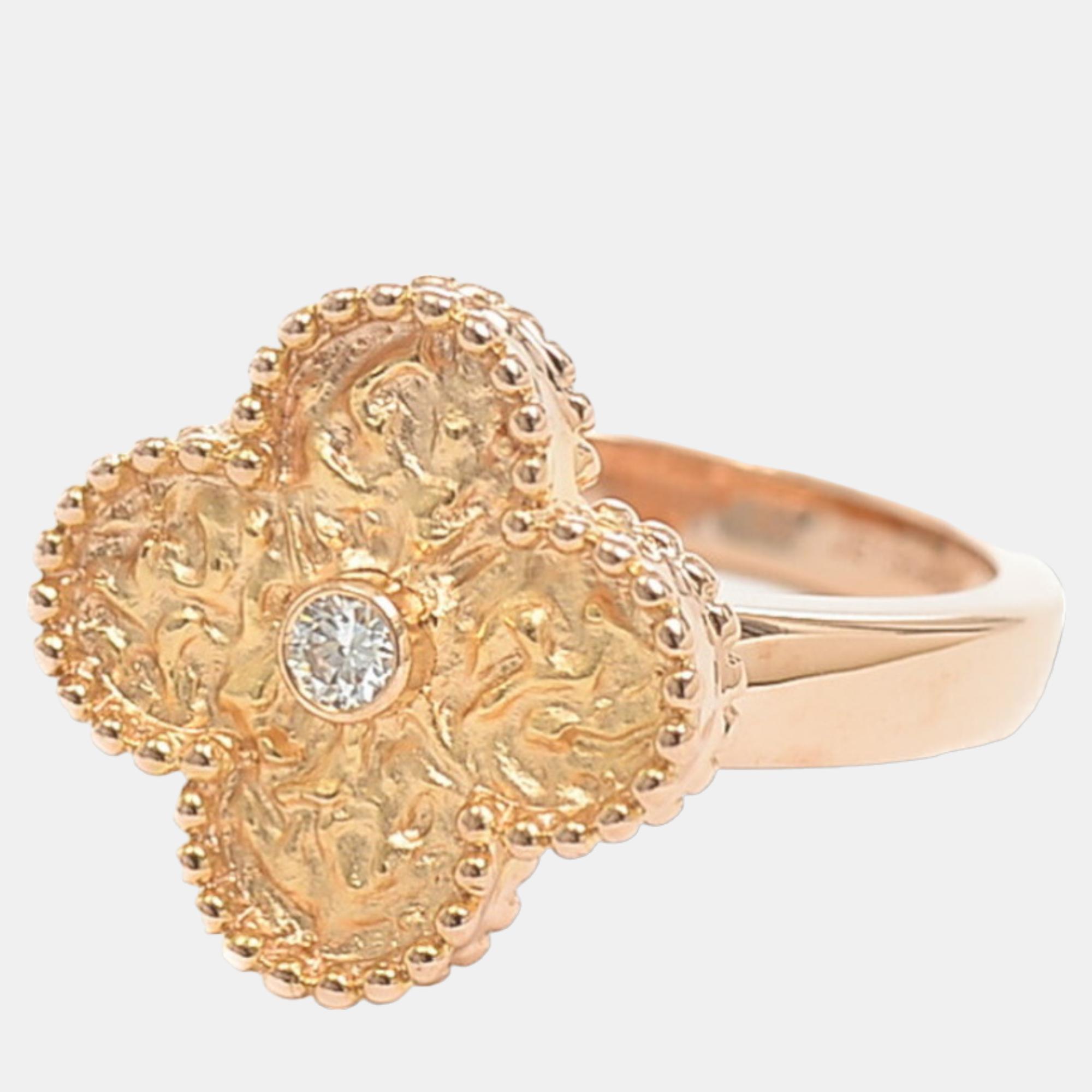 

Van Cleef & Arpels Vintage Alhambra 18K Rose Gold Diamond Ring EU 52
