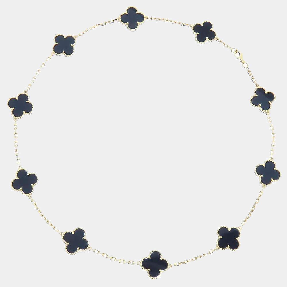 

Van Cleef & Arpels Vintage Alhambra 18K Yellow Gold Onyx Necklace