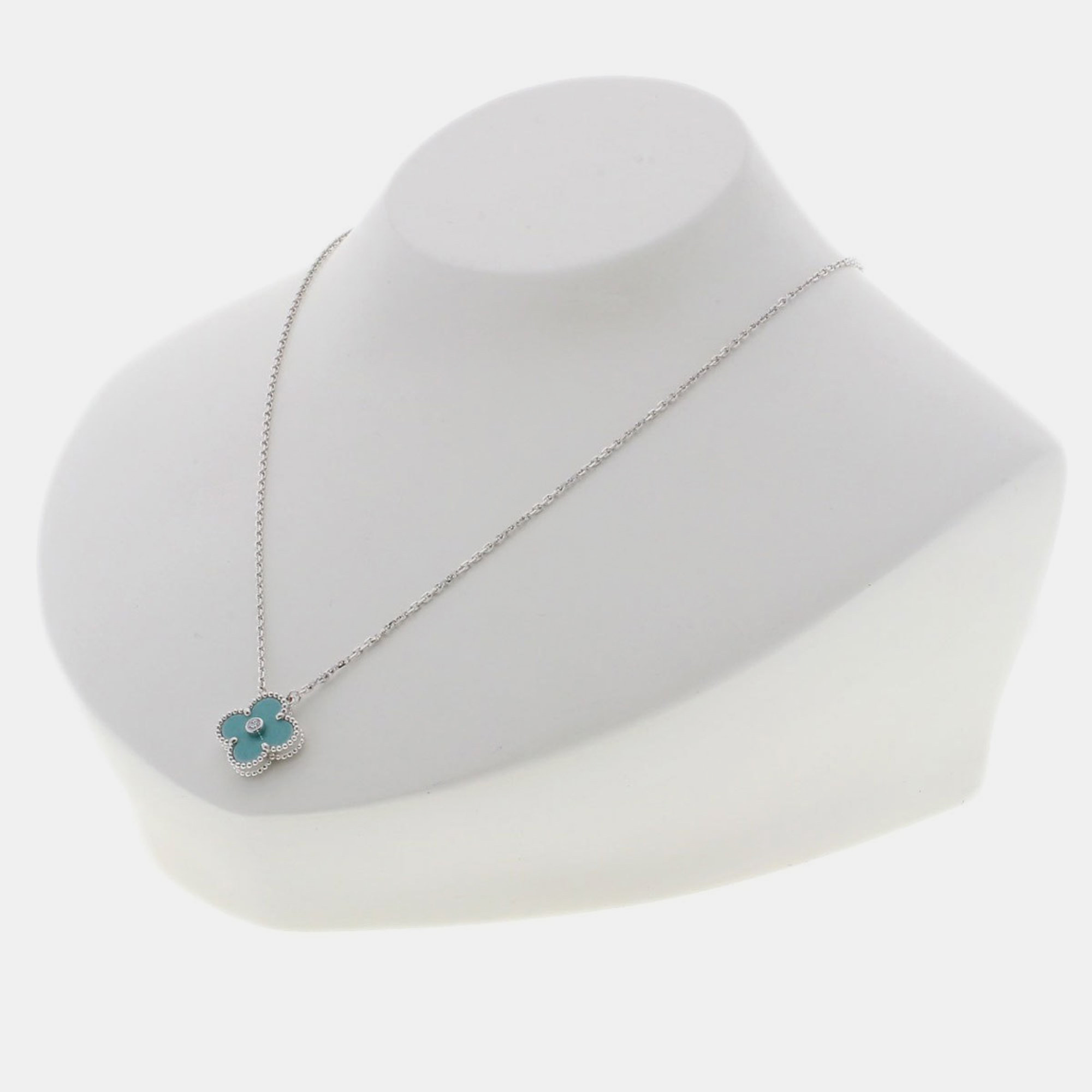 

Van Cleef & Arpels 18K White Gold and Diamond 2022 Limited Edition Vintage Alhambra Pendant Necklace