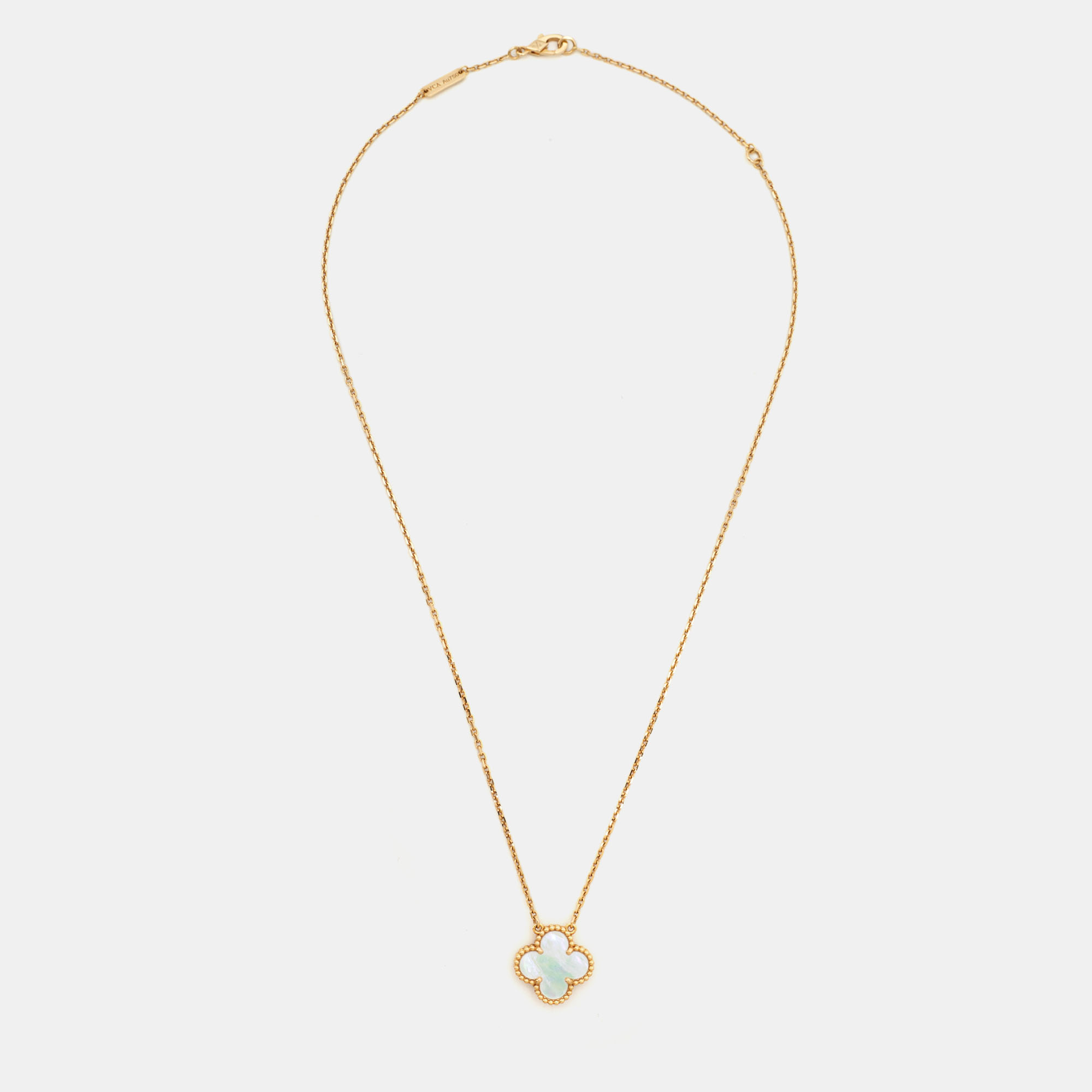 

Van Cleef & Arpels Vintage Alhambra Mother of Pearl 18K Yellow Gold Necklace