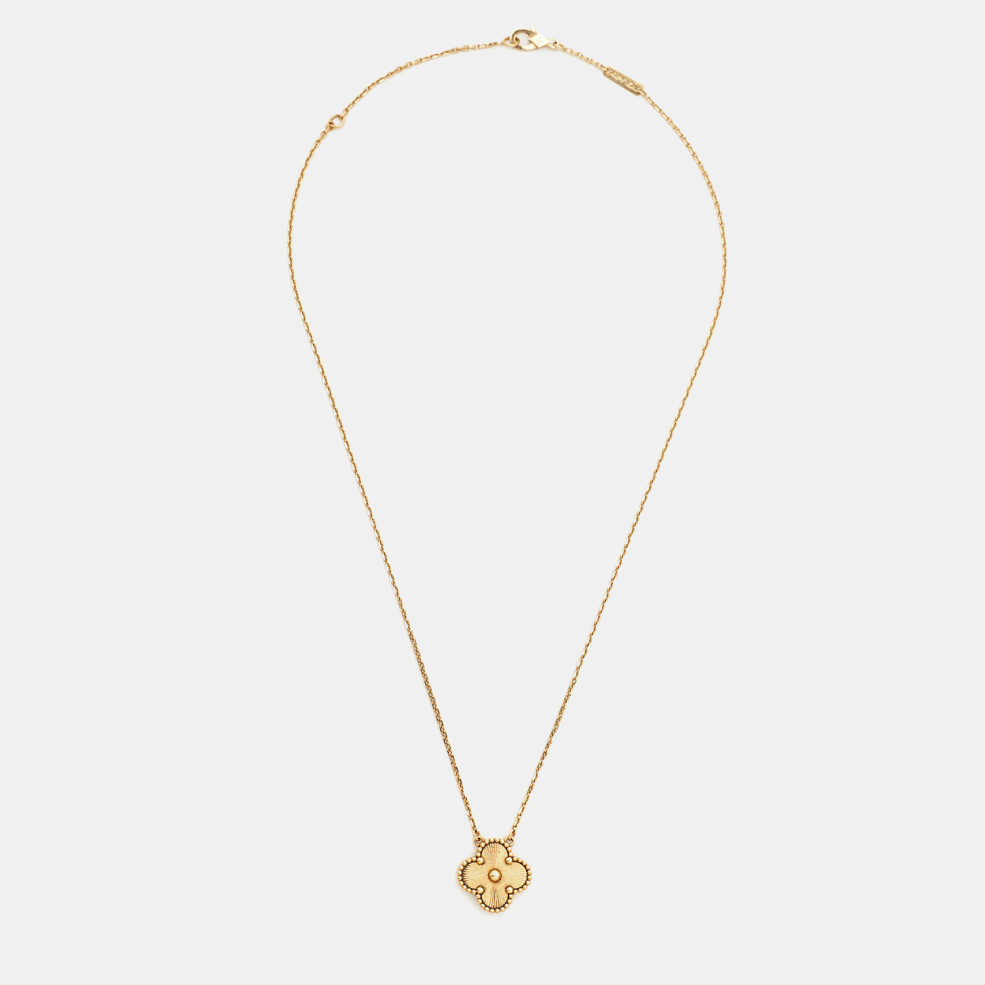 

Van Cleef & Arpels Vintage Alhambra Guilloche 18k Yellow Gold Necklace