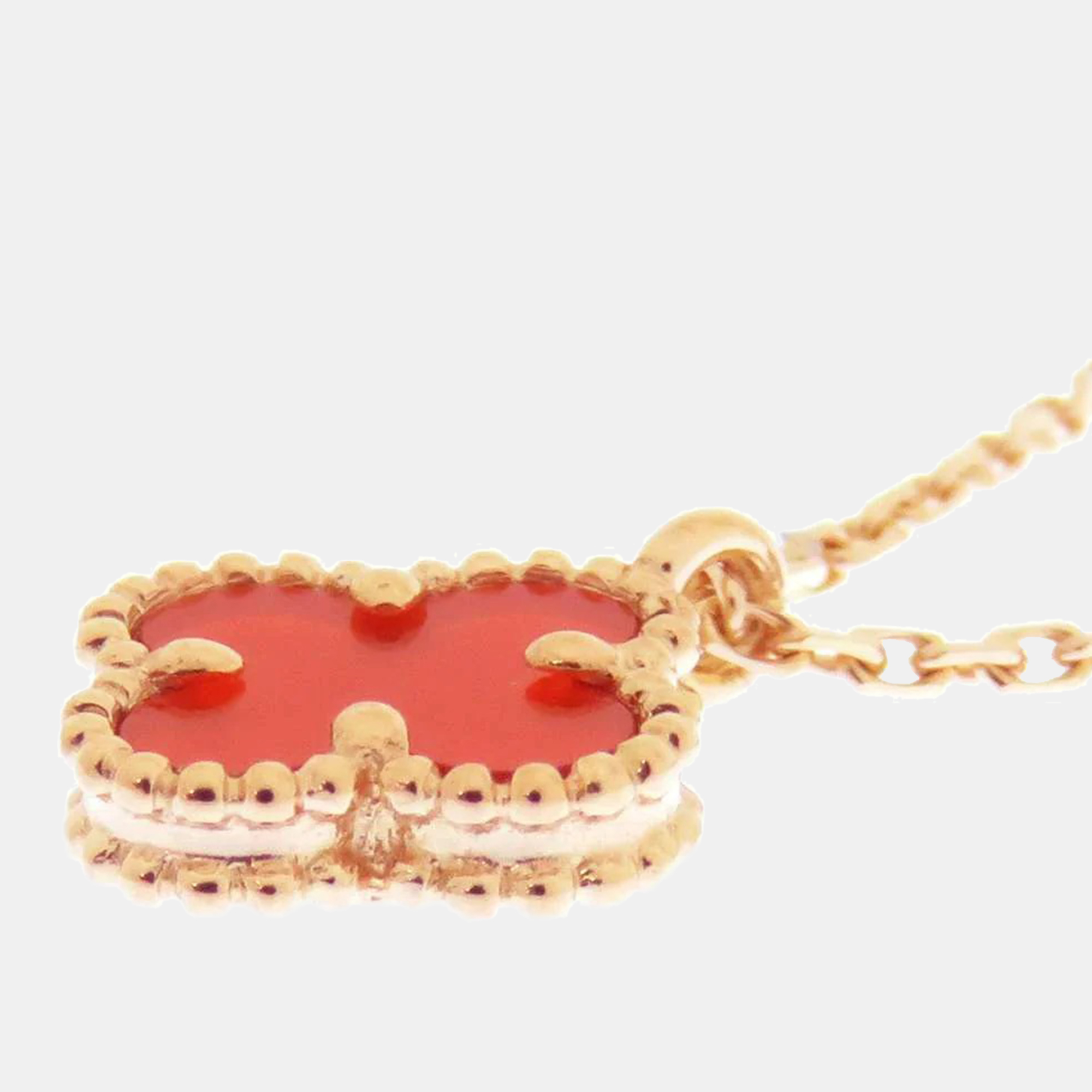 

Van Cleef & Arpels 18K Rose gold Sweet Alhambra carnelian Pendant necklace