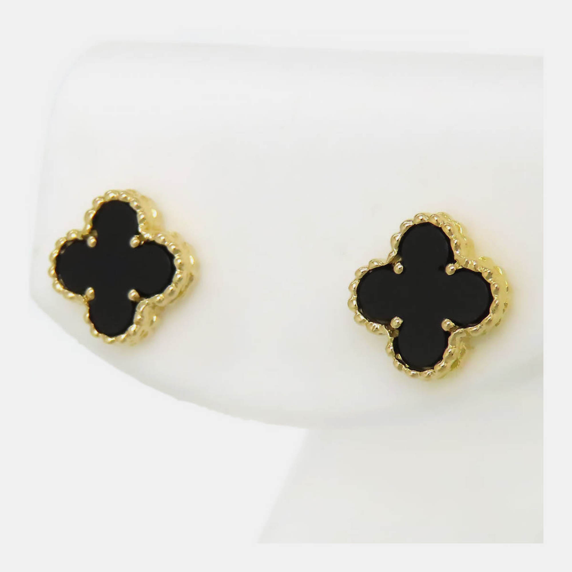 

Van Cleef & Arpels 18k Yellow Gold Vintage Alhambra Onyx Earrings