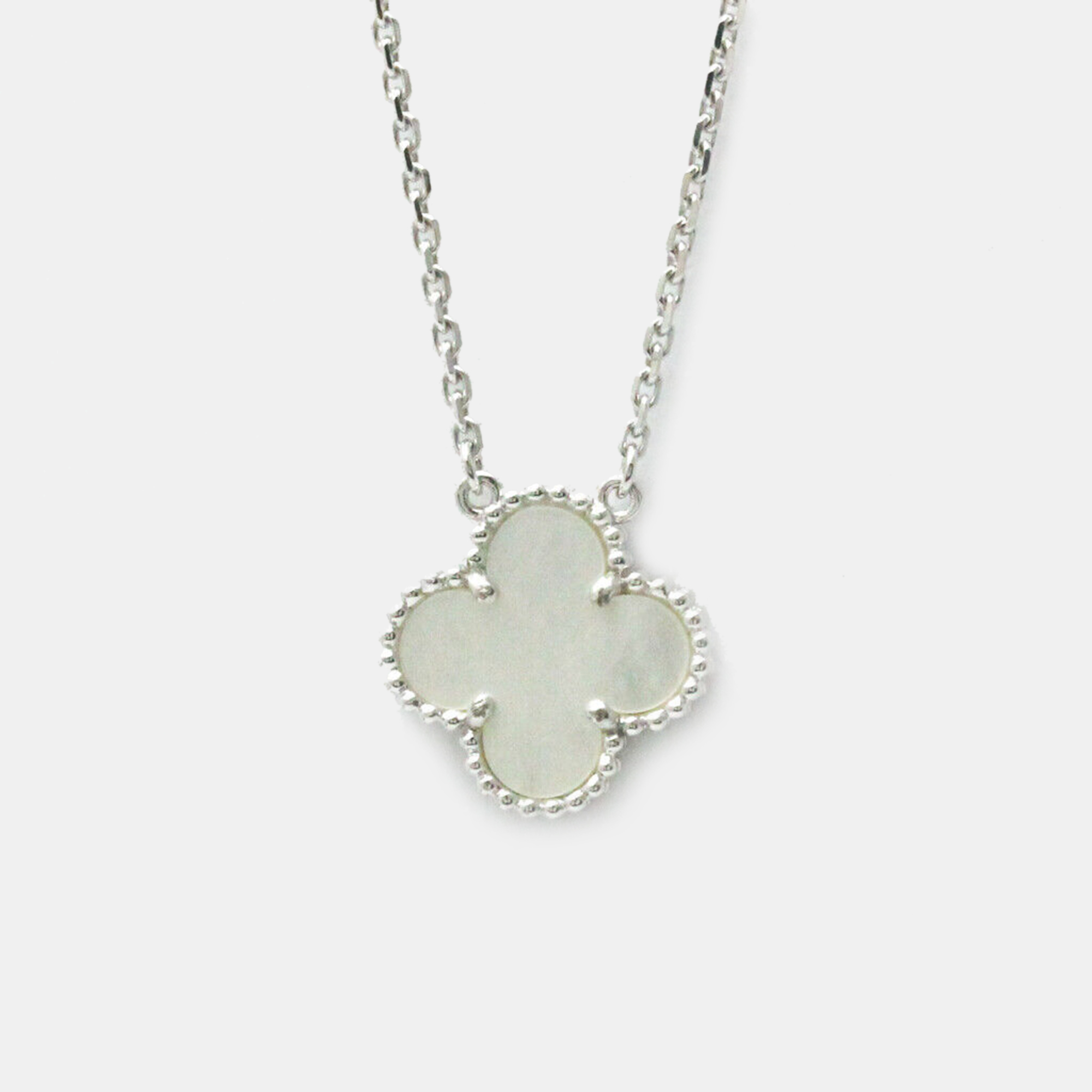 

Van Cleef & Arpels 18K White Gold and Shell Vintage Alhambra Pendant Necklace