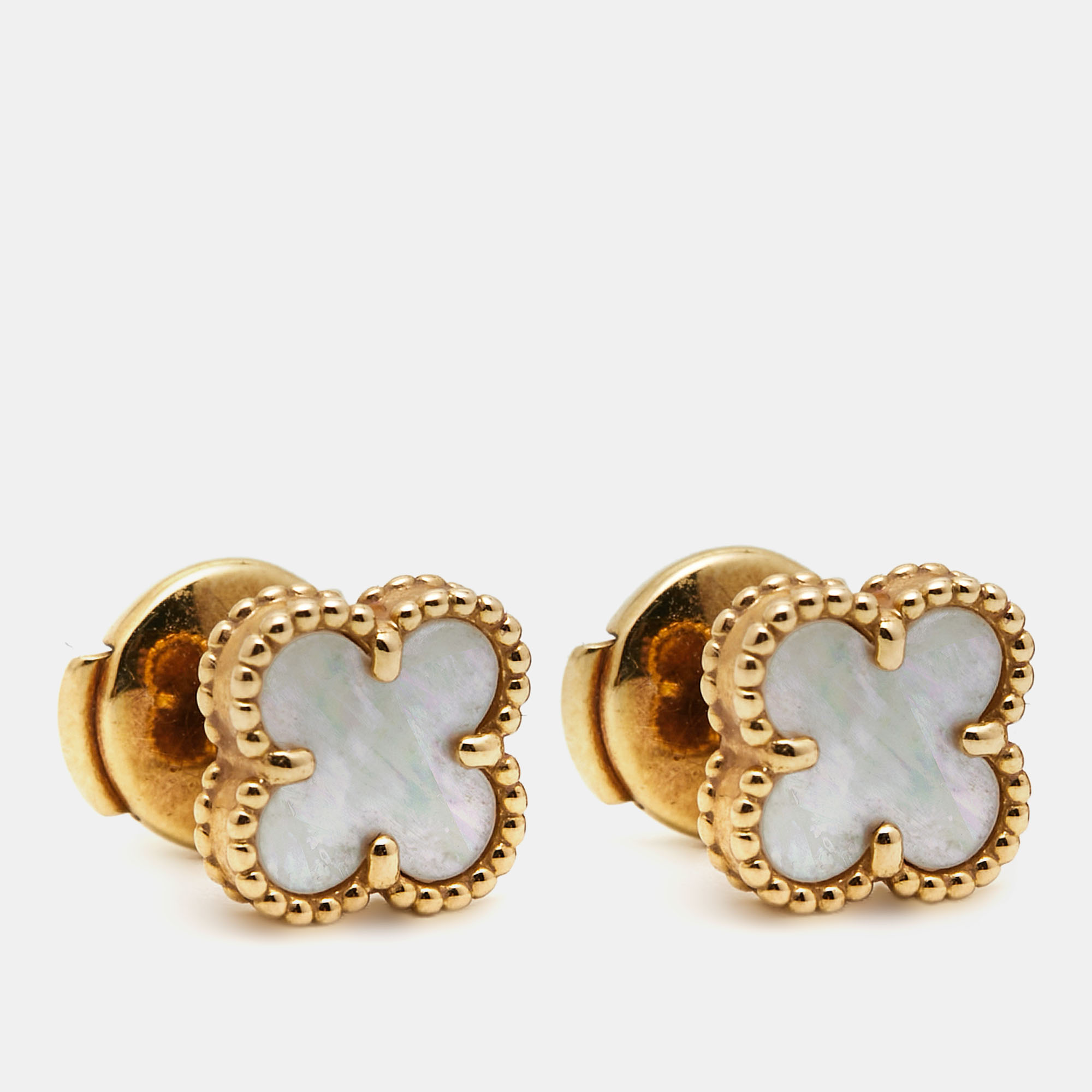 

Van Cleef & Arpels Sweet Alhambra Mother of Pearl 18k Yellow Gold Earrings