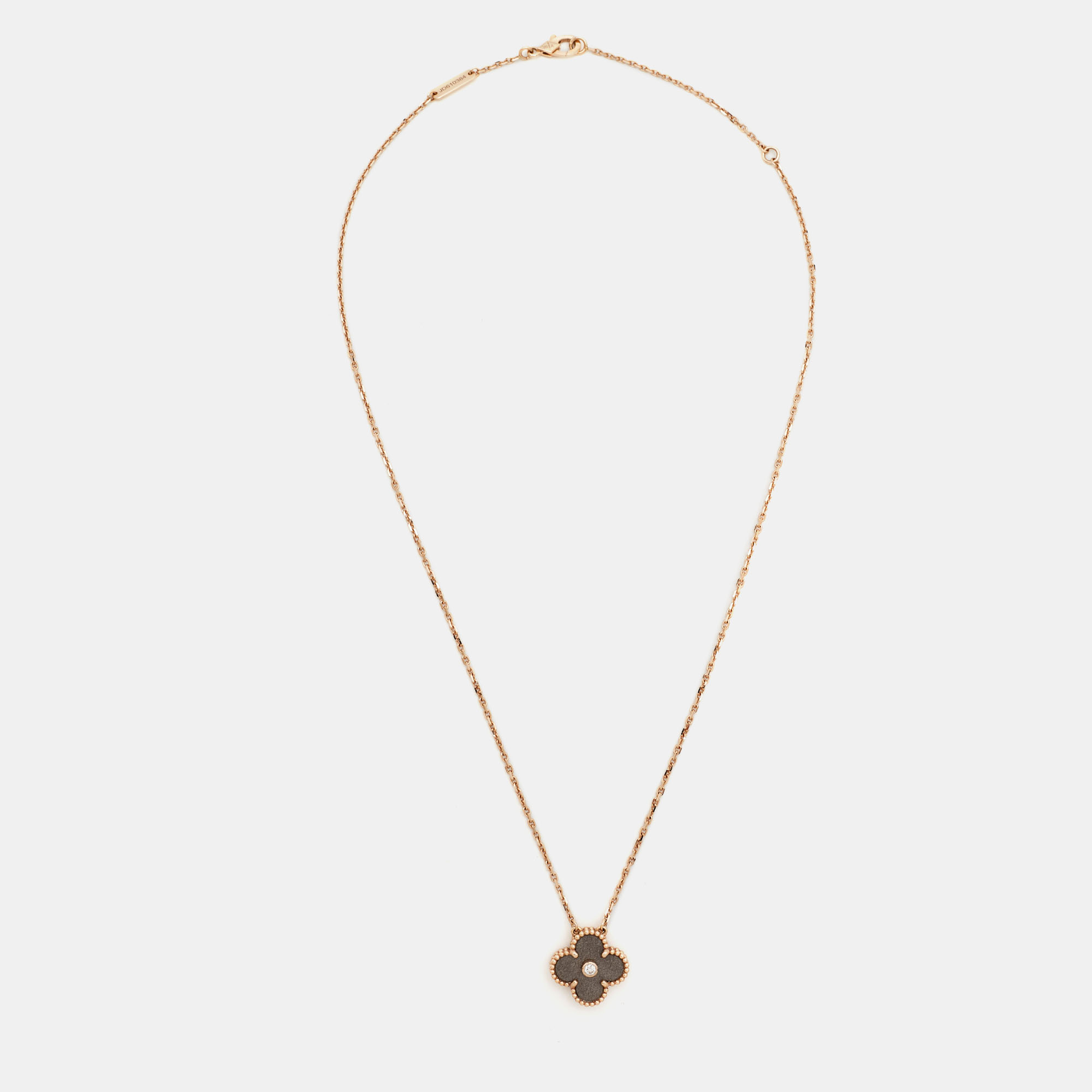 

Van Cleef & Arpels Vintage Alhambra Obsidian DIamond 18k Rose Gold 2023 Holiday Necklace