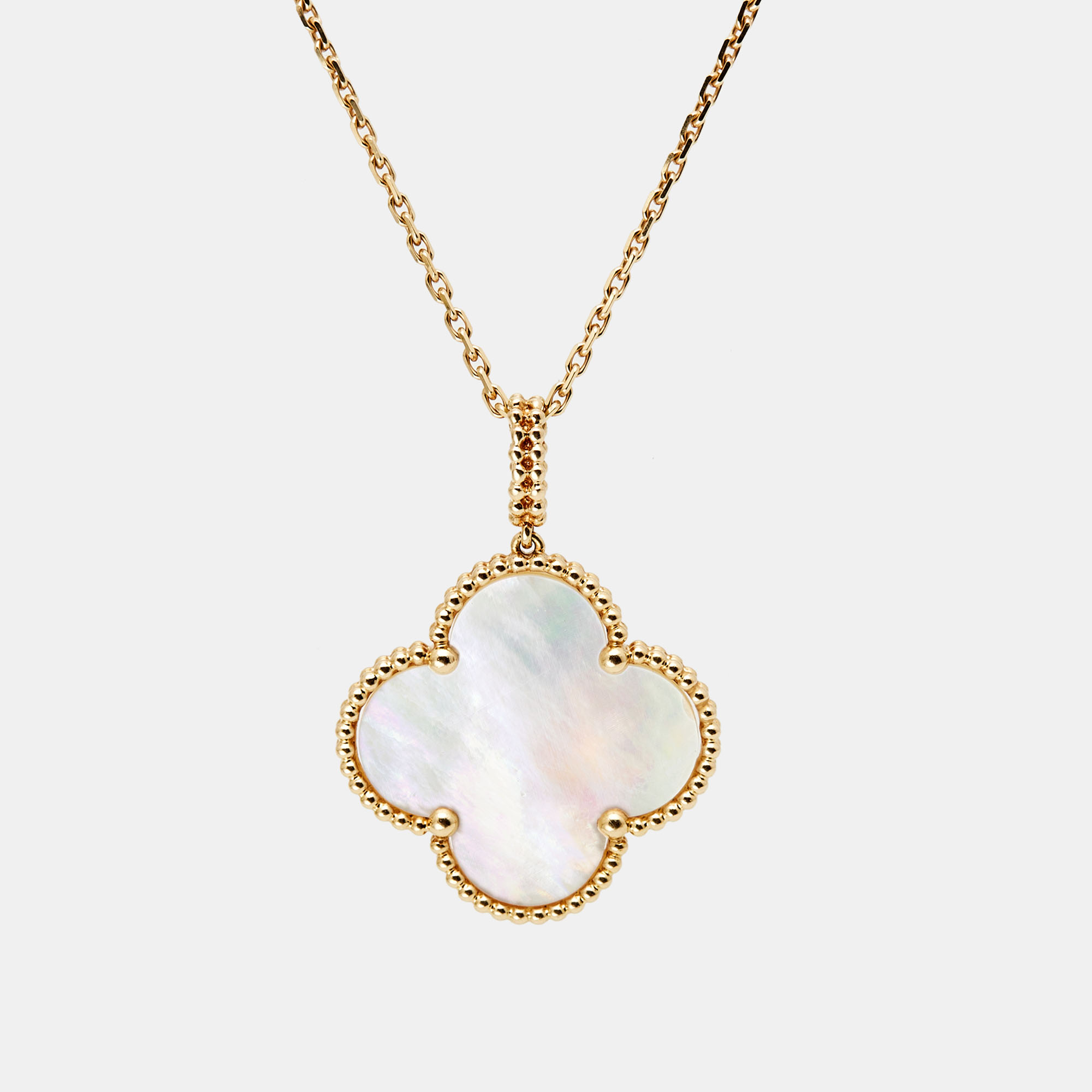 

Van Cleef & Arpels Magic Alhambra Mother of Pearl 18k Yellow Gold Pendant Necklace