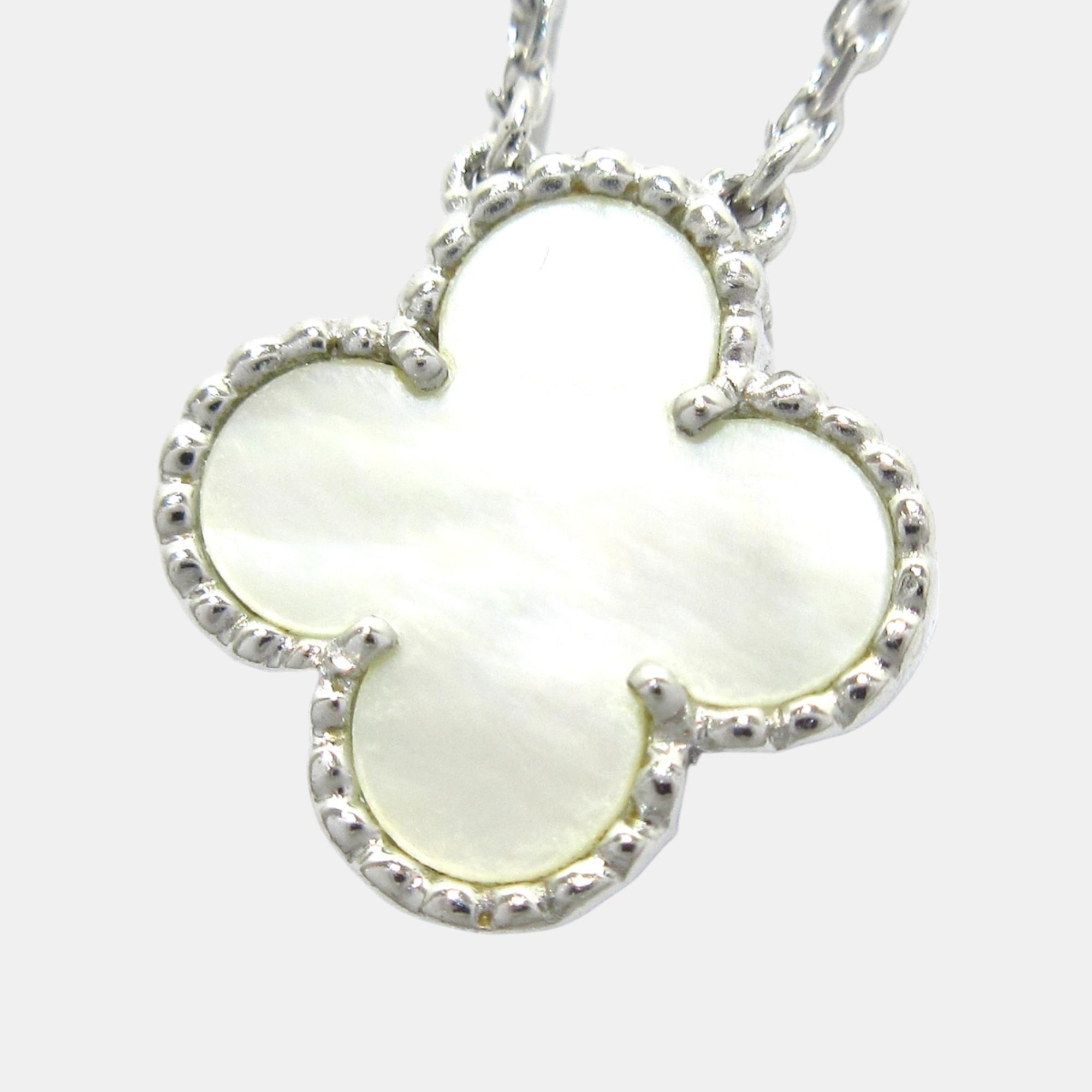 

Van Cleef & Arpels White Gold Vintage mother of pearl Alhambra necklace
