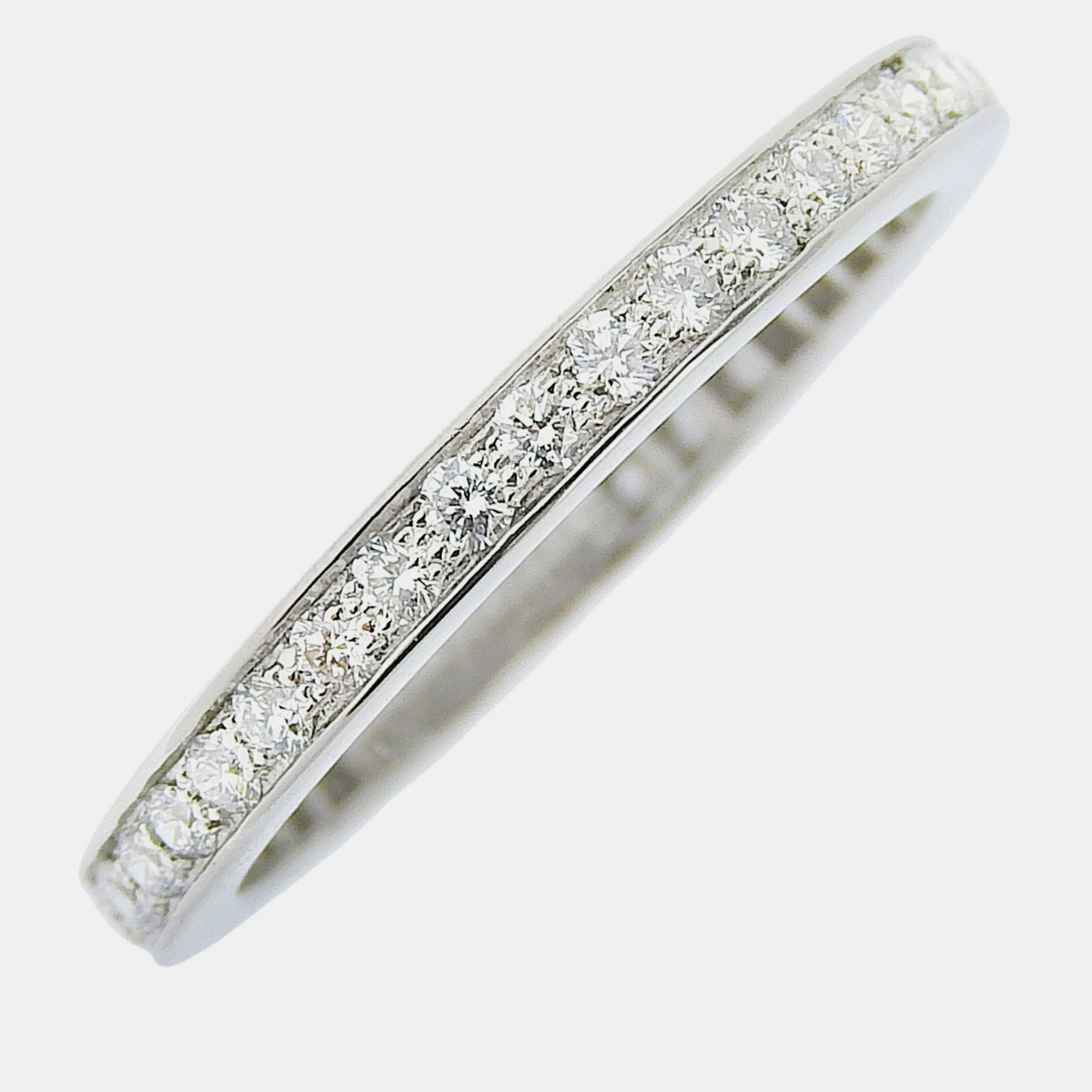 Pre-owned Van Cleef & Arpels Platinum And Diamond Full Eternity Band Ring Eu 48