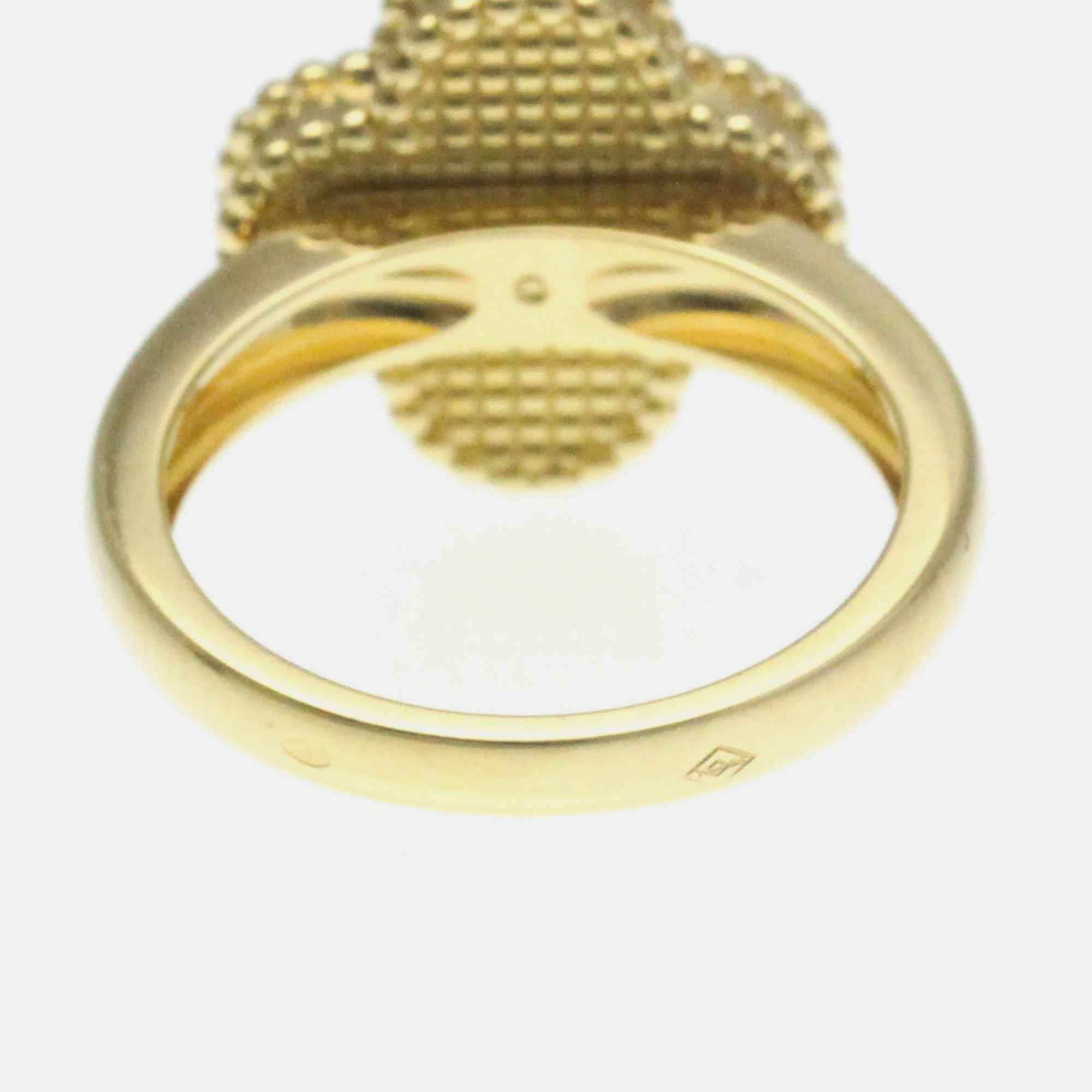 Van Cleef & Arpels 18K Yellow Gold, Diamond and Carnelian Vintage Alhambra Ring EU 53 