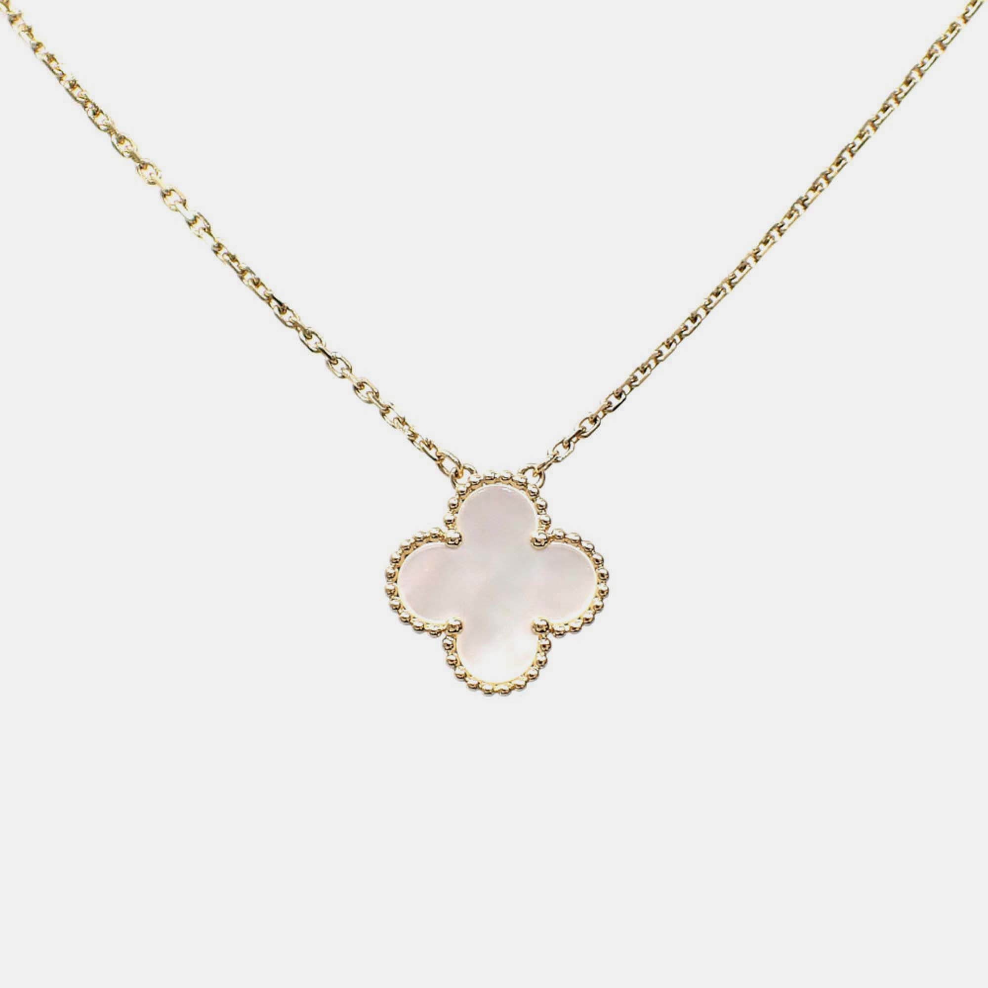 

Van Cleef & Arpels 18K Yellow Gold and Mother of Pearl Vintage Alhambra Pendant Necklace