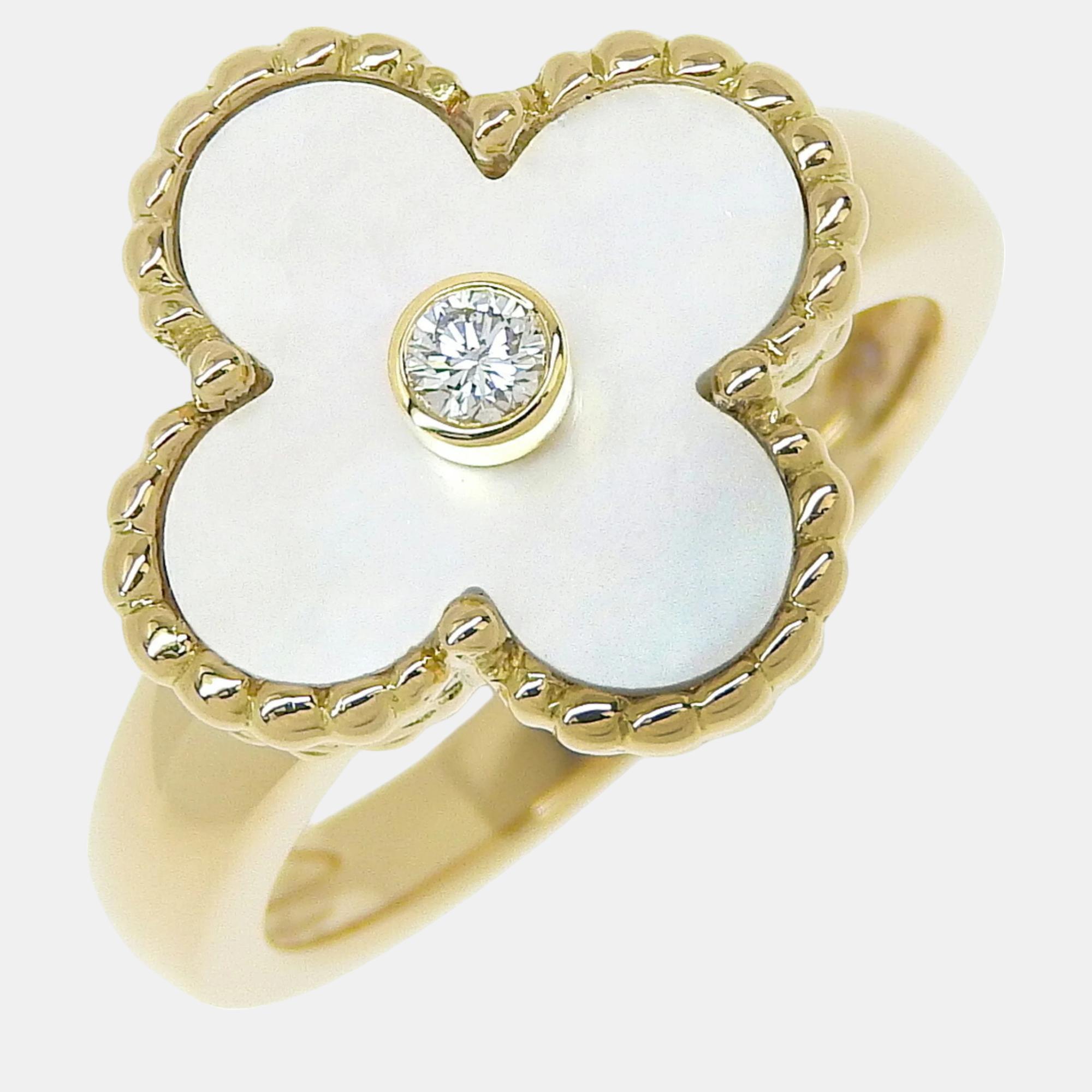 

Van Cleef & Arpels 18K Yellow Gold, Diamond, Mother of Pearl Vintage Alhambra Ring