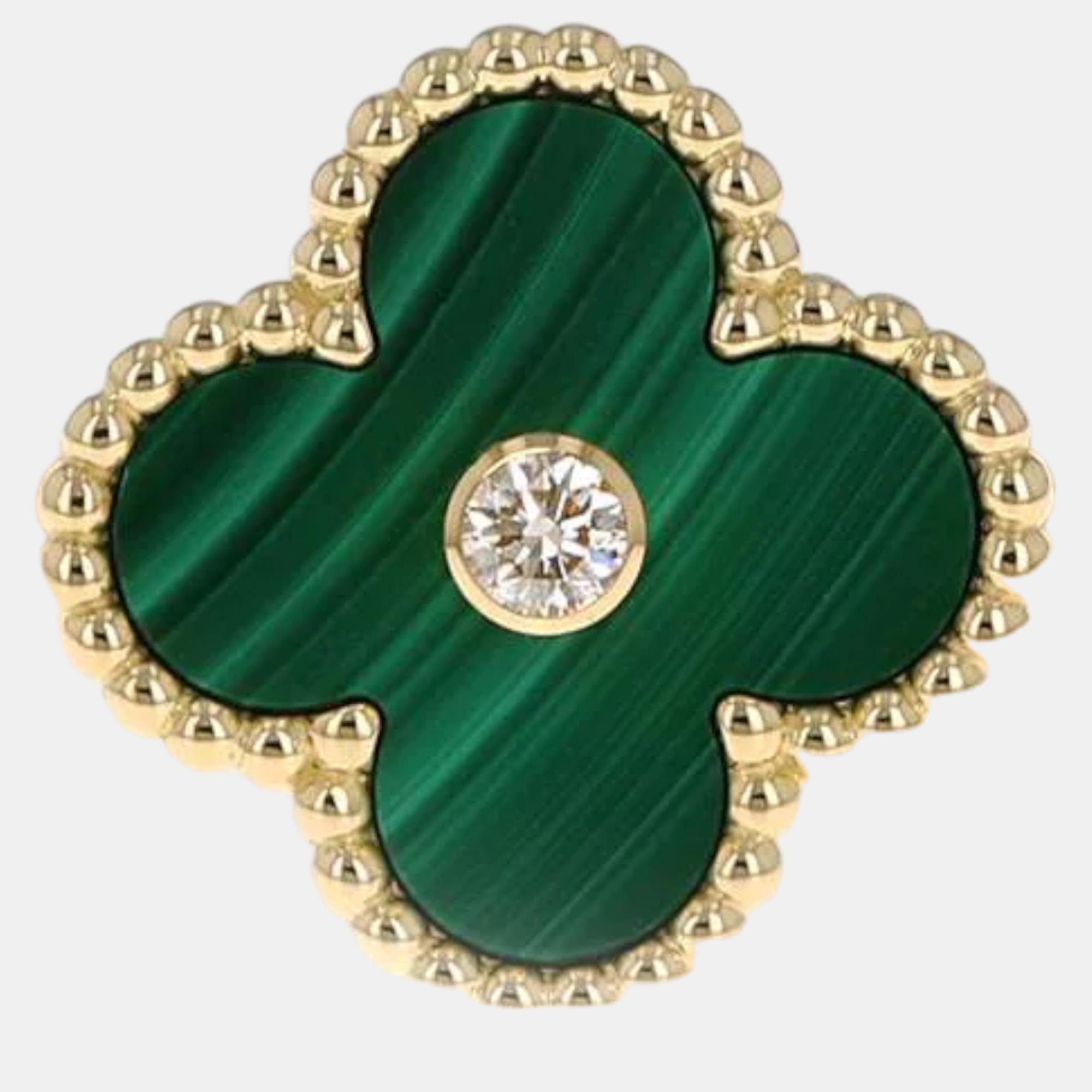 

Van Cleef & Arpels 18K Yellow Gold and Diamond Vintage Alhambra Ring EU 52