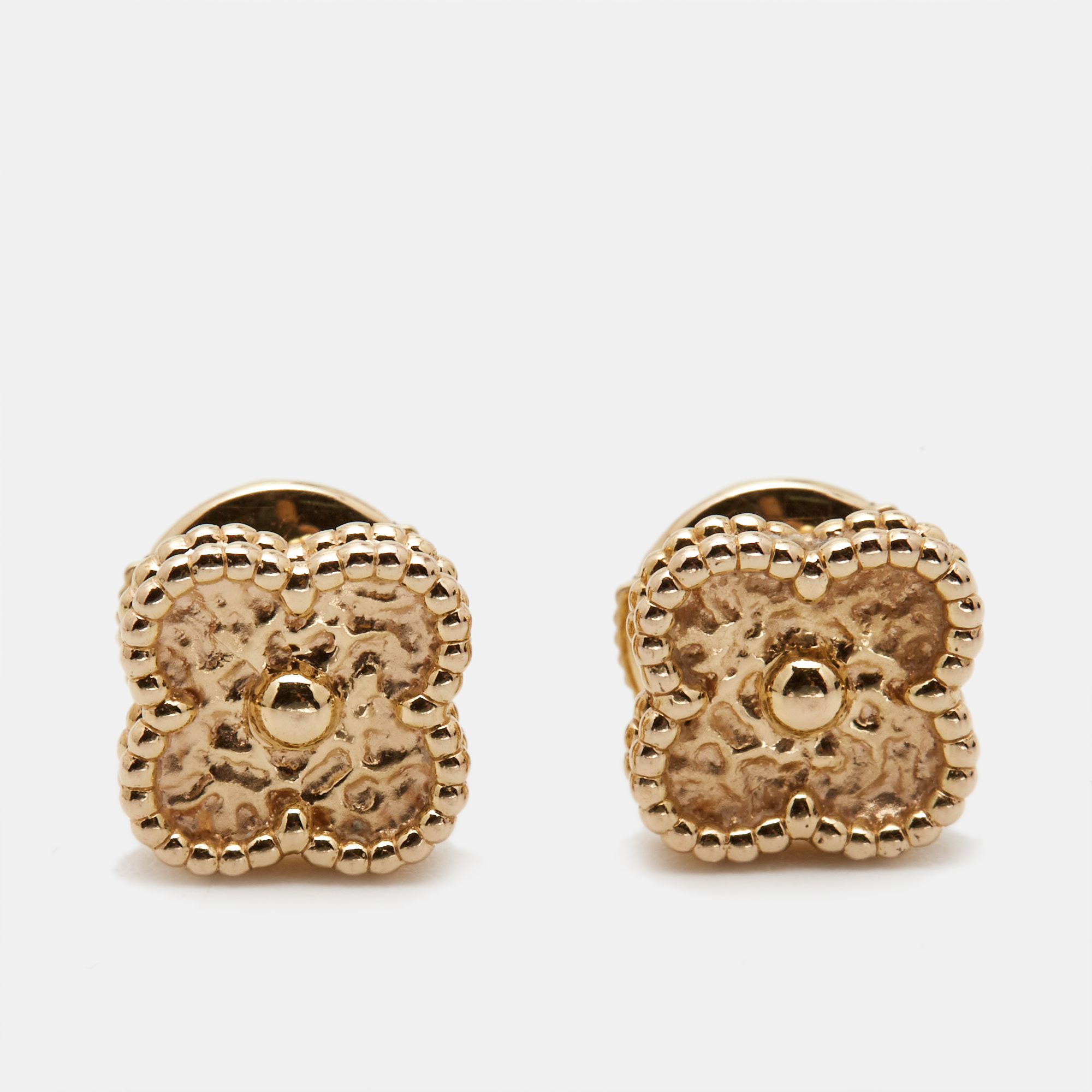 

Van Cleef & Arpels Sweet Alhambra Textured 18K Rose Gold Stud Earrings