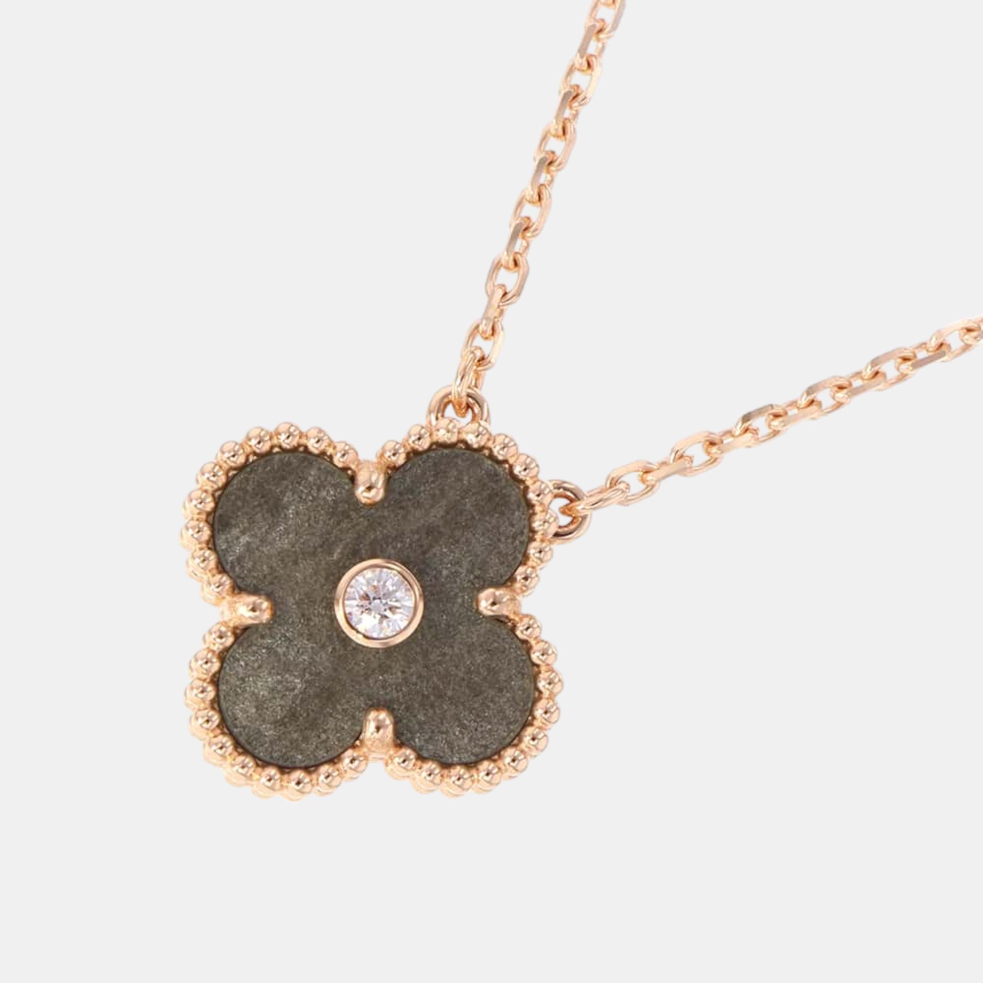 

Van Cleef & Arpels 18K Rose Gold 2023 Holiday Limited Edition Vintage Alhambra Pendant Necklace