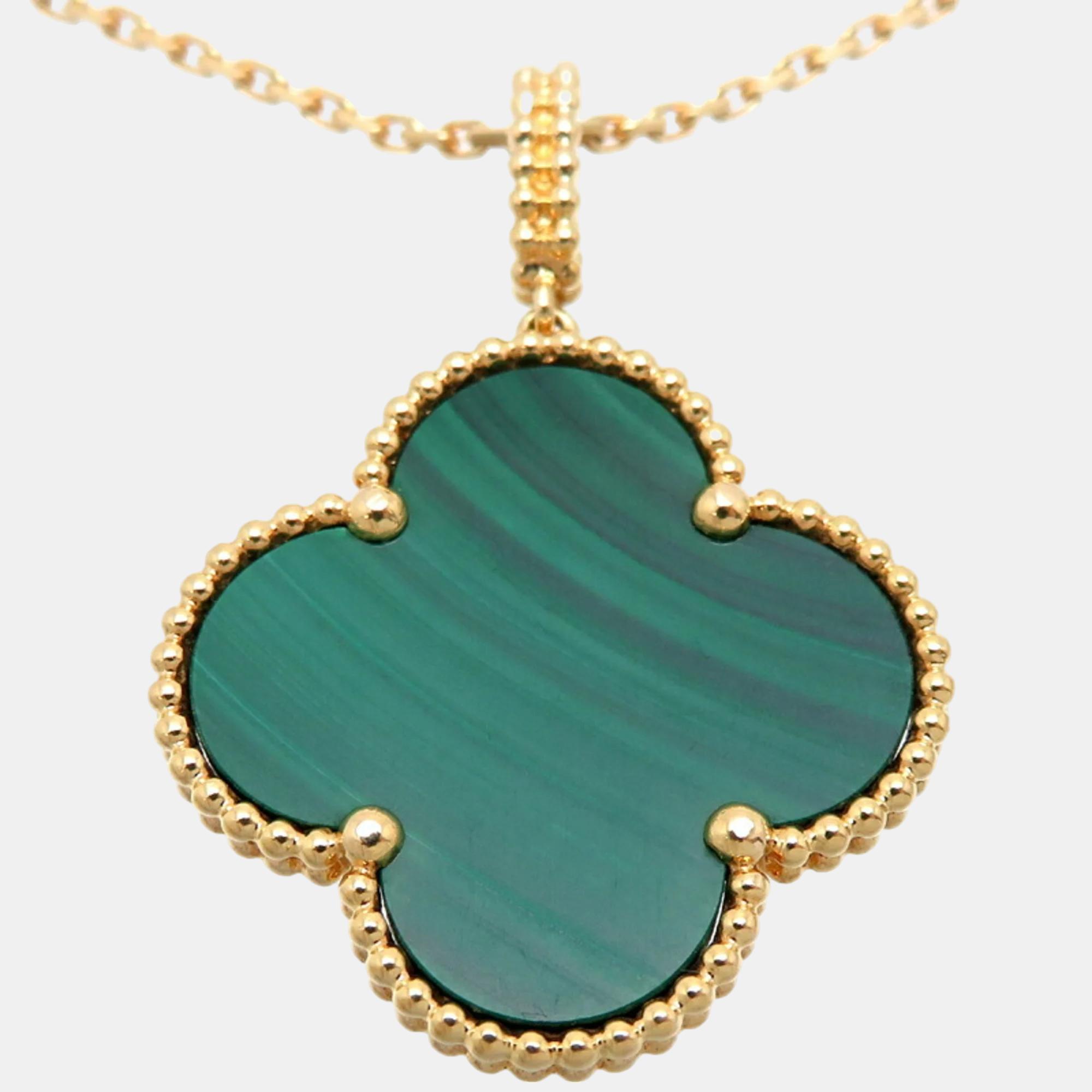 

Van Cleef & Arpels 18K Yellow Gold and Malachite Magic Alhambra Pendant Necklace