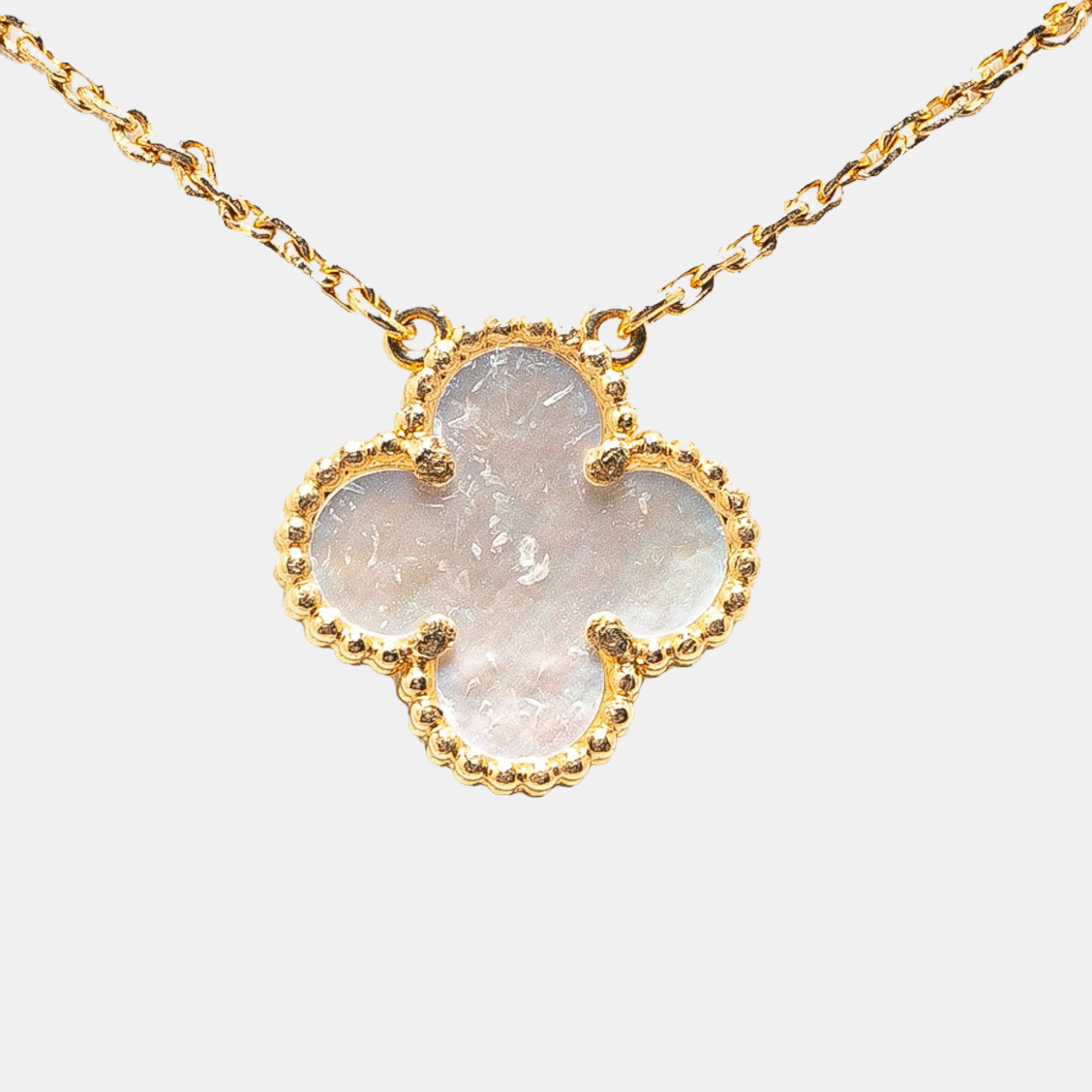 

Van Cleef & Arpels 18K Mother of Pearl Alhambra Pendant Necklace, Gold