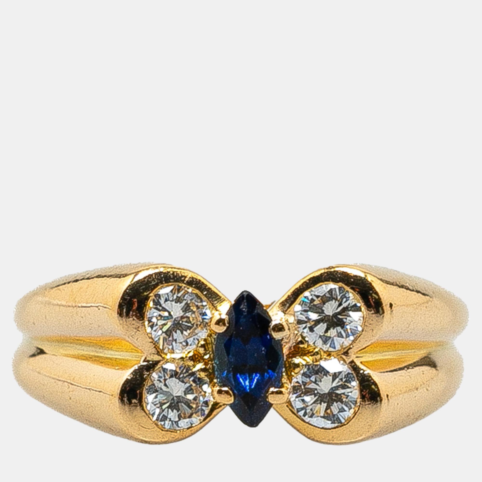 

Van Cleef & Arpels 18K Yellow Gold Diamond and Sapphire Butterfly Ring, Blue