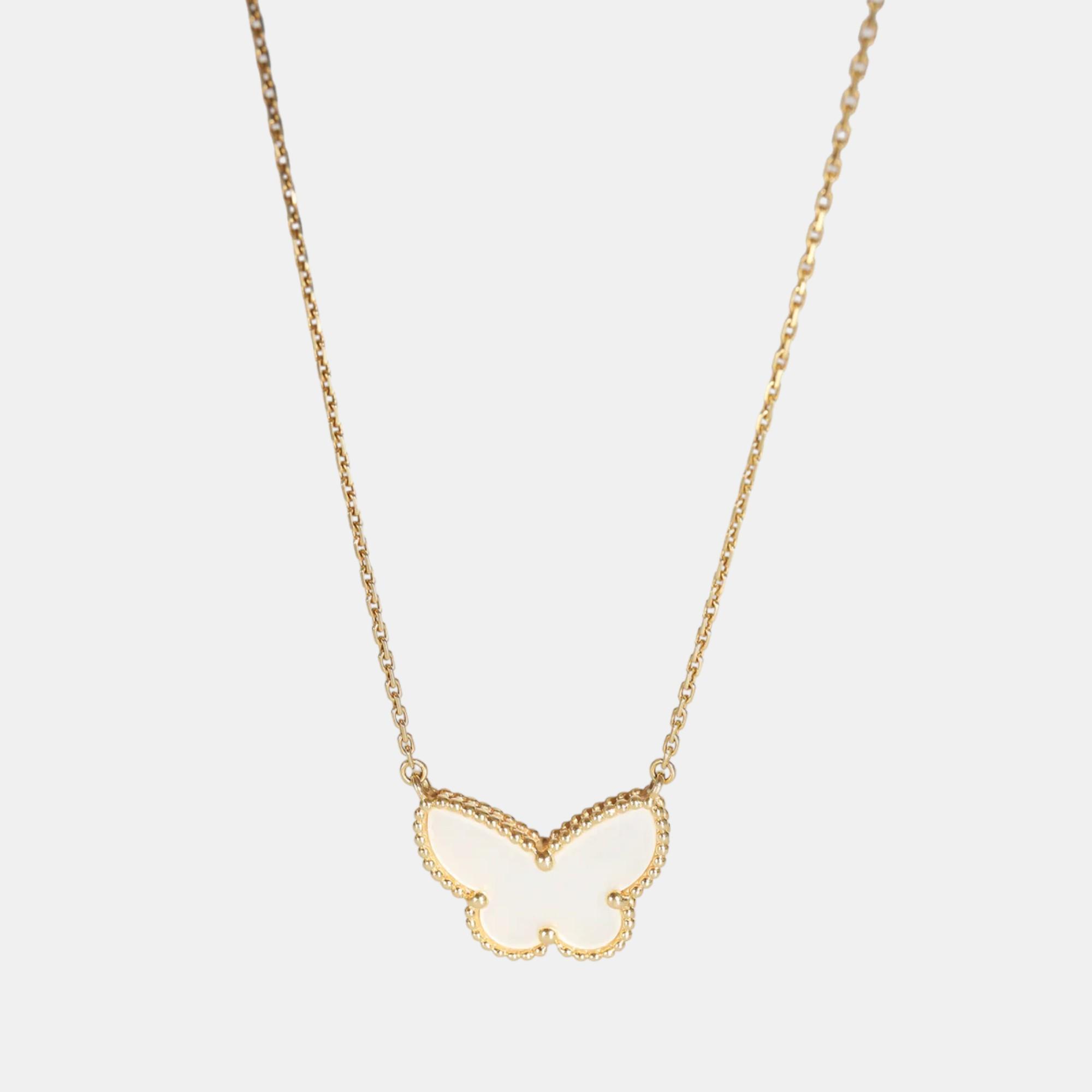 

Van Cleef & Arpels 18K Gold Lucky Alhambra Butterfly Mother Of Pearl Necklace
