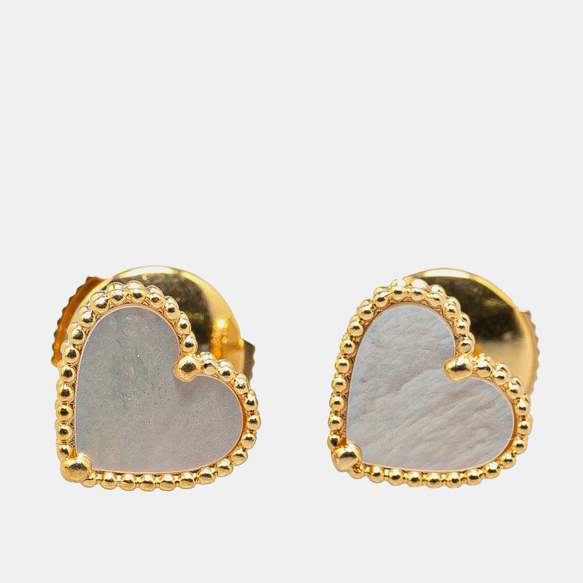 

Van Cleef & Arpels 18K Yellow Gold and Mother of Pearl Sweet Alhambra Heart Earrings