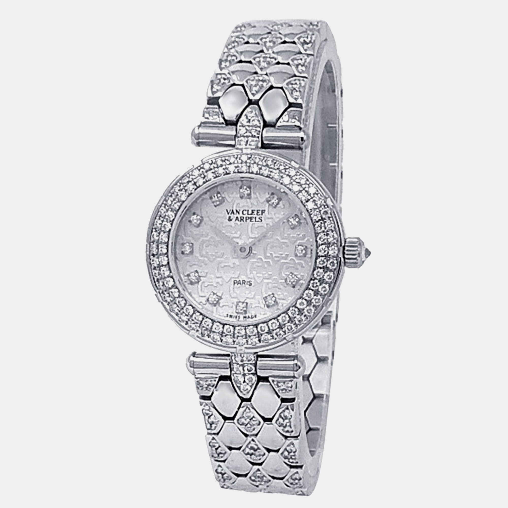 

Van Cleef & Arpels Sport 33607 B2 HL3 Quartz Silver 18k White Gold Women's Wristwatch 24 mm