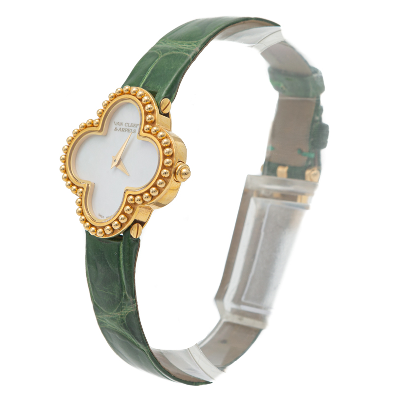 

Van Cleef & Arpels Mother Of Pearl Dial Yellow Gold Vintage Alhambra Small Watch, White