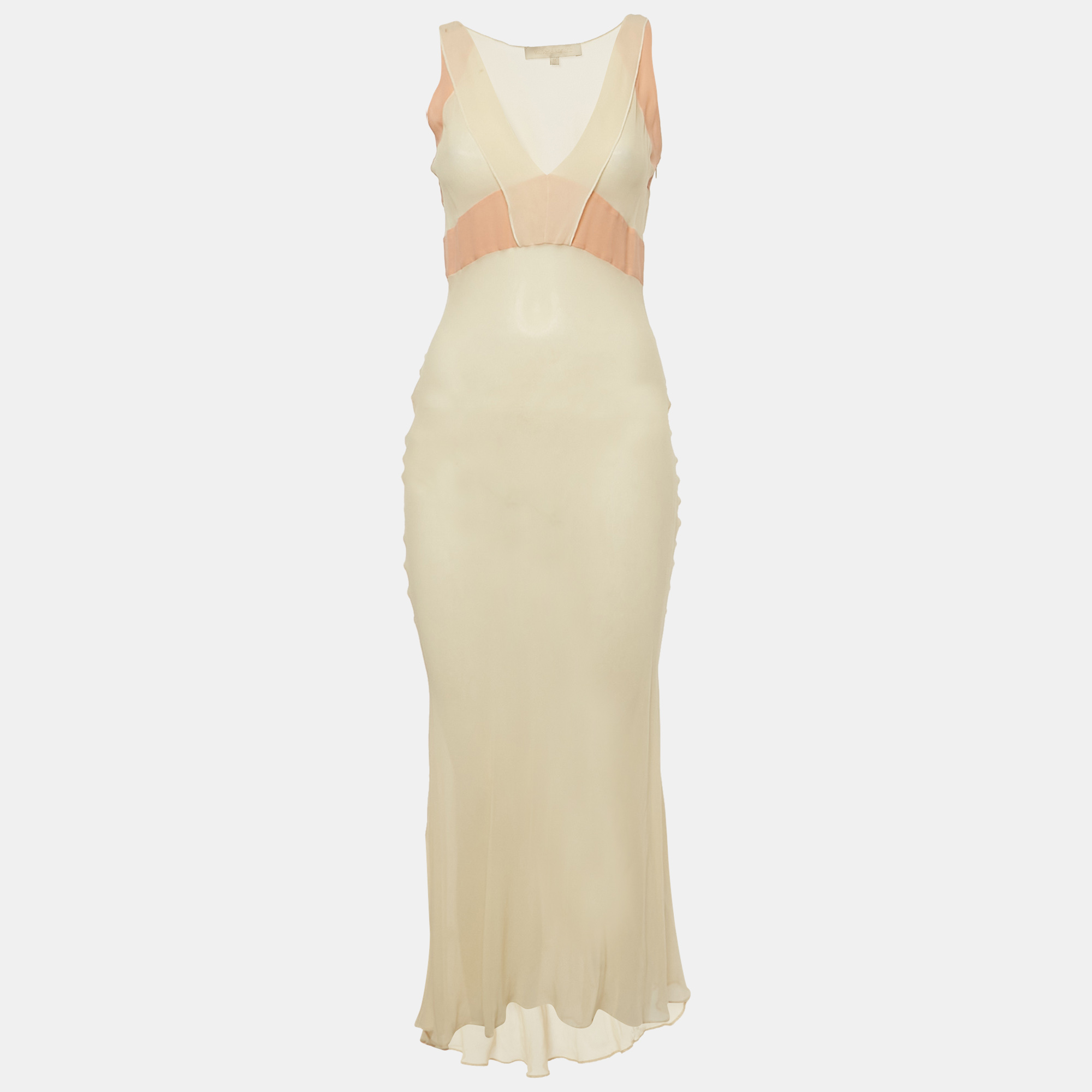 Pre-owned Vanessa Bruno Cream Silk Sleeveless Maxi Dress S In White