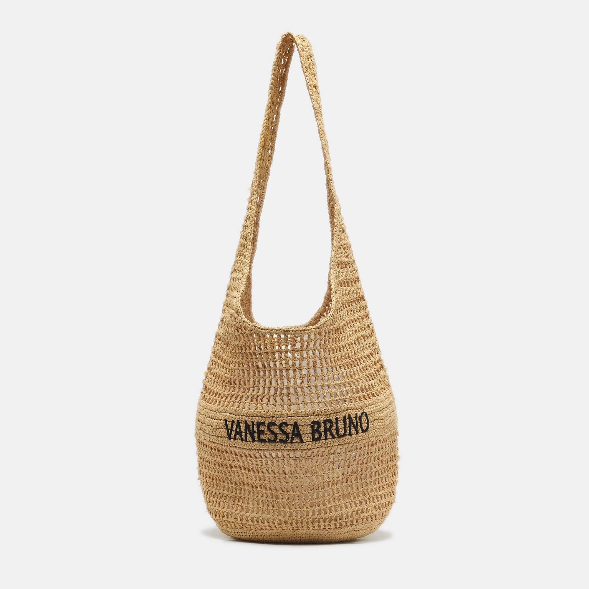 

Vanessa Bruno Cream Raffia Logo Hobo