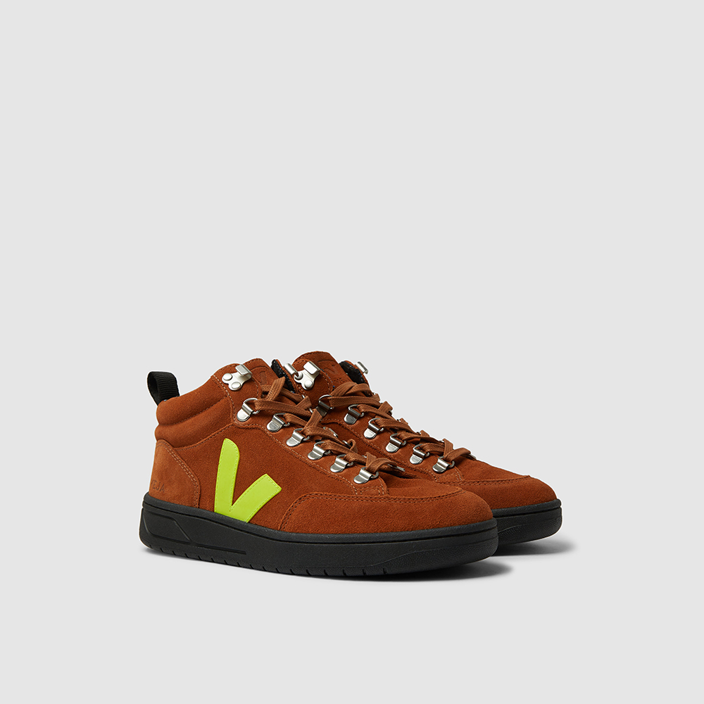 

VEJA Brown Romaina High-Top Suede Trainers Size FR, White