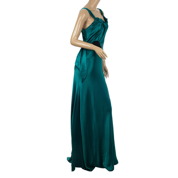 

Vera Wang Flowing Satin Evening Gown, Green