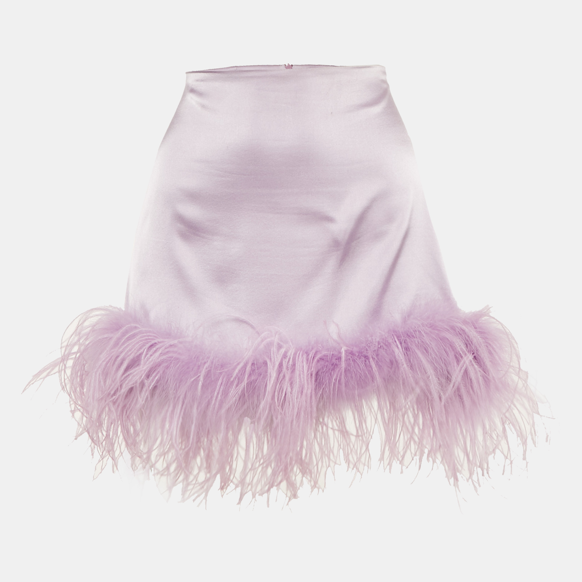 

Verguenza Purple Satin Silk Feather Detail Mini Skirt S