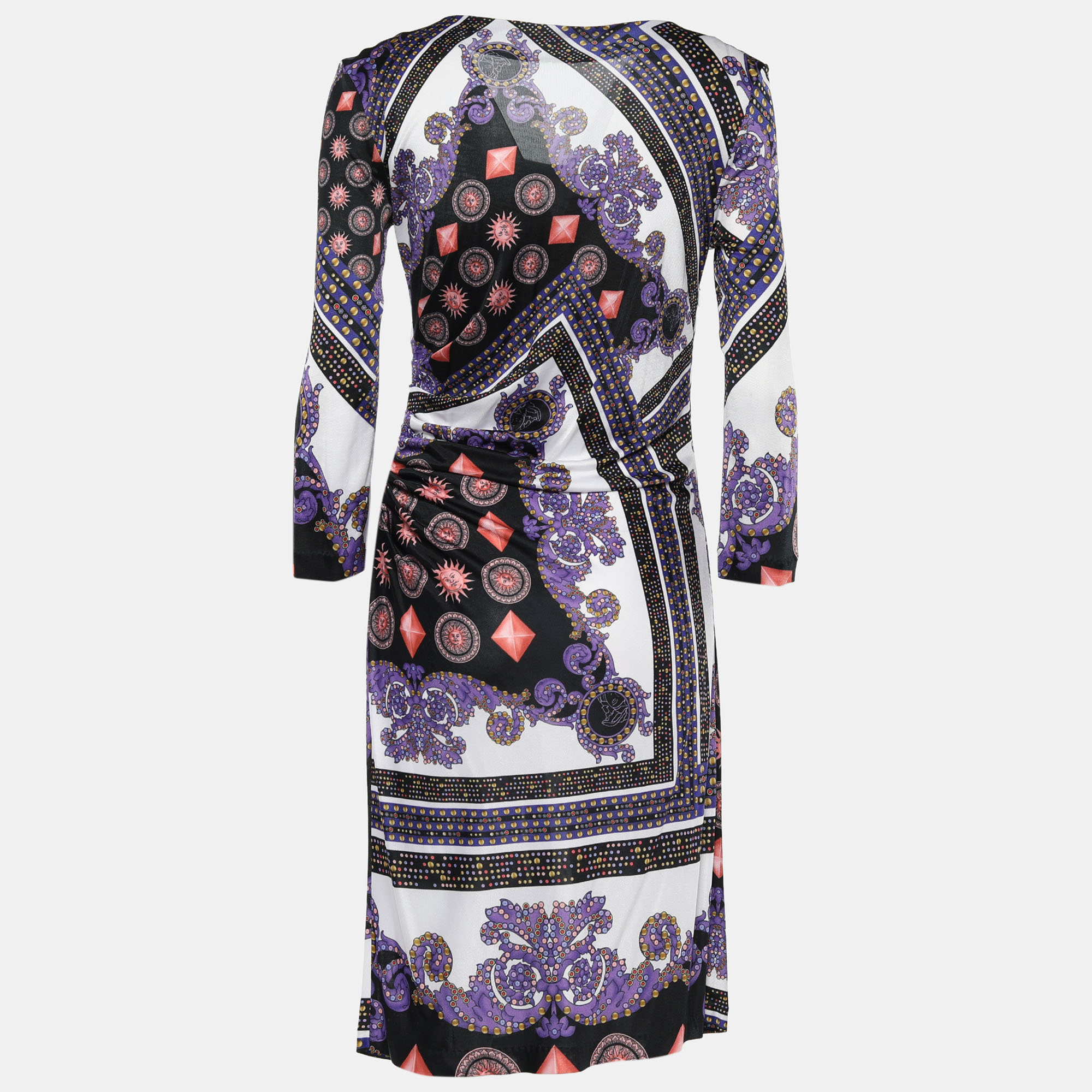 

Versace Collection Multicolor Printed Jersey Gathered Detail Dress